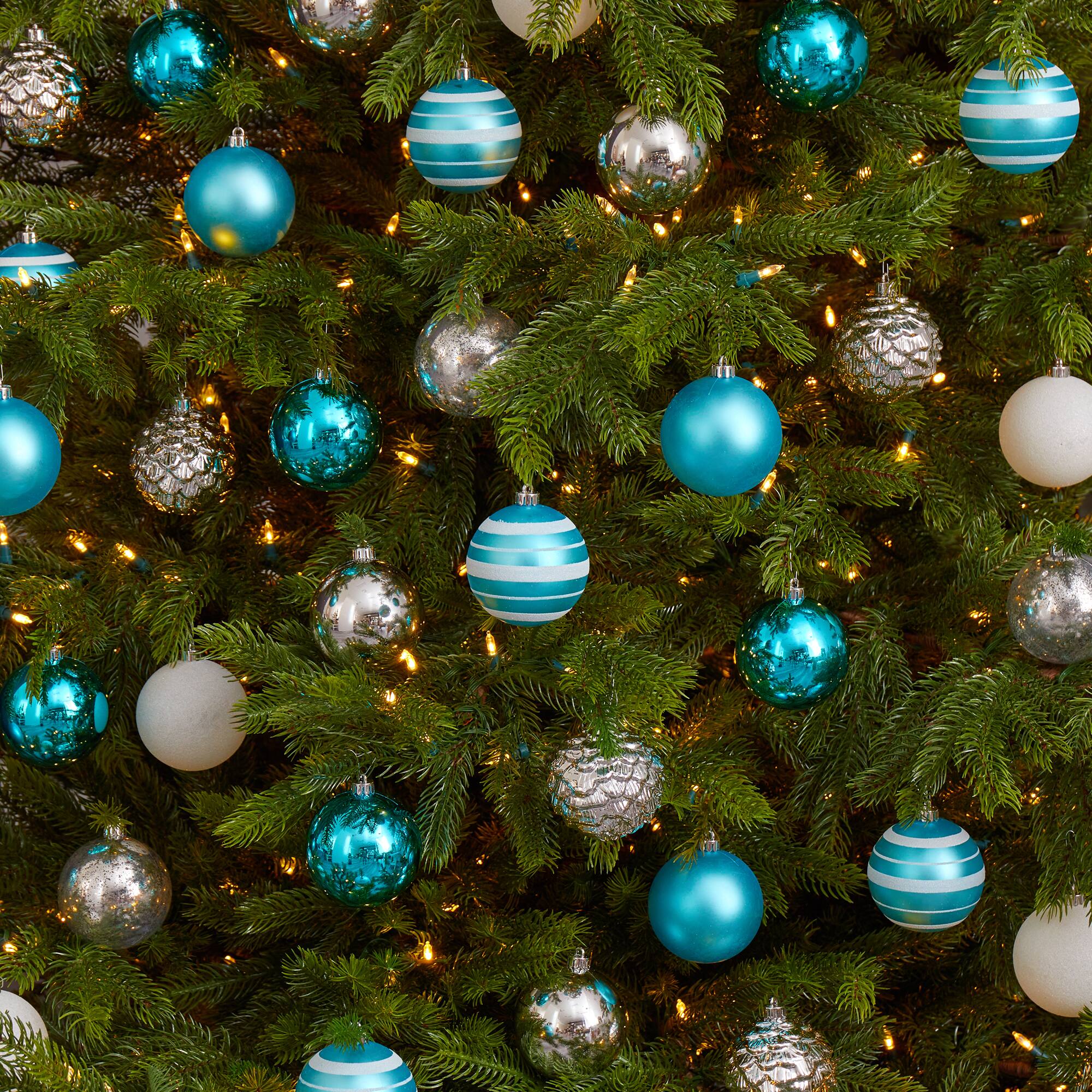 64ct. 3" Blue & Silver Shatterproof Ball Ornaments