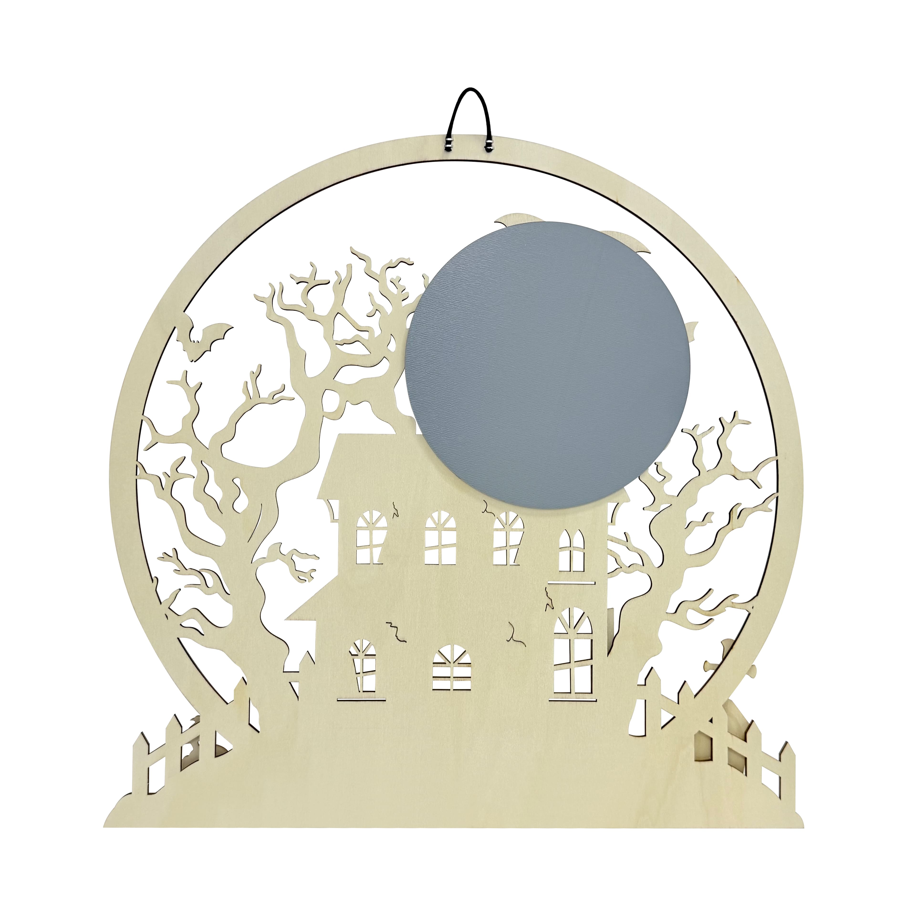 17.25" Haunted House & Full Moon DIY Wood Plaque by Make Market®