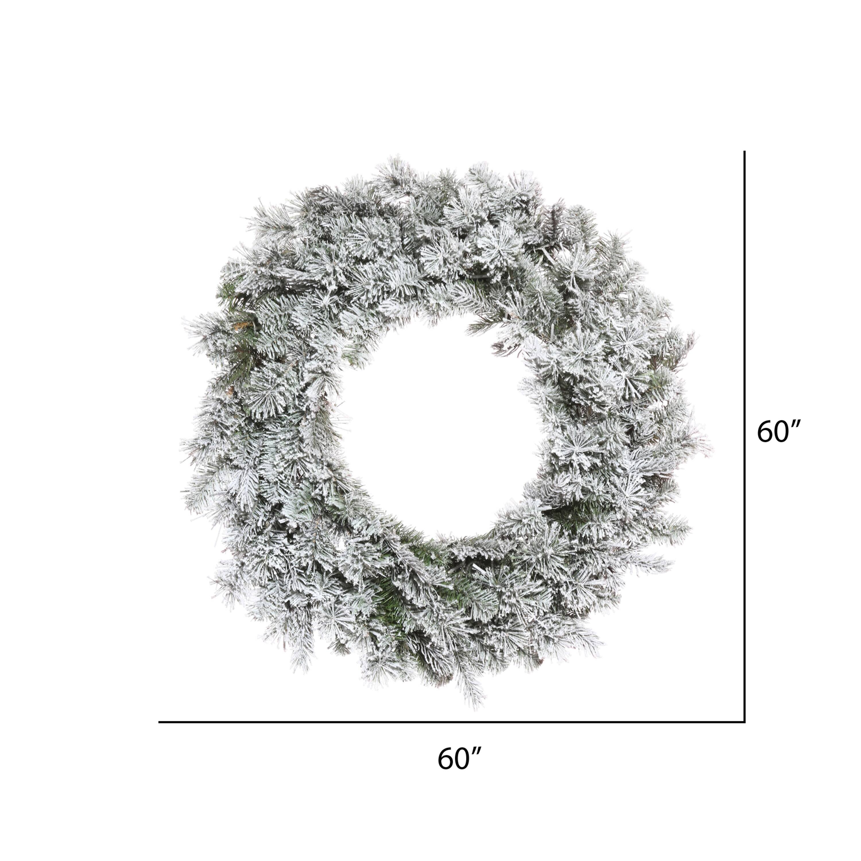 60" Flocked Kiana Artificial Christmas Wreath