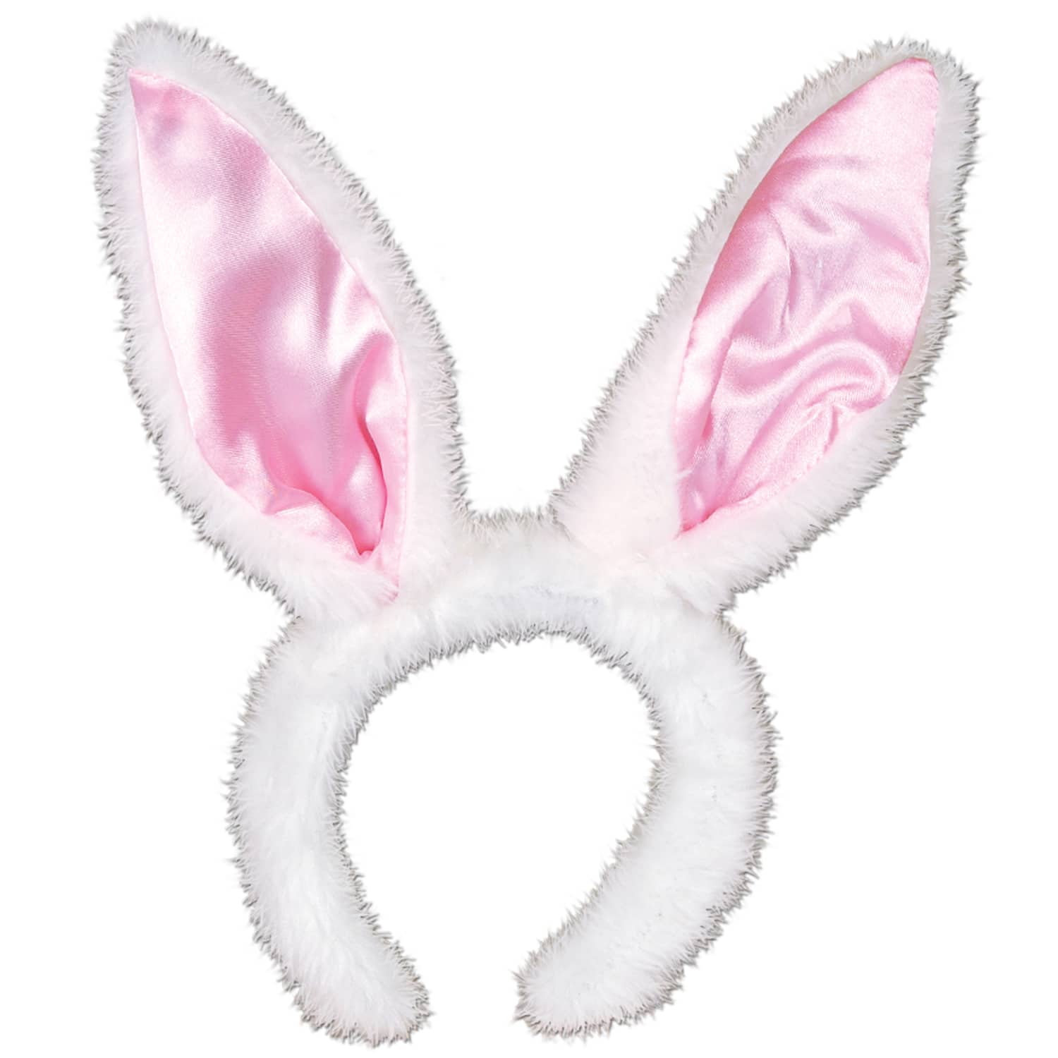 Beistle Adult White Plush Satin Bunny Ears, 2ct.