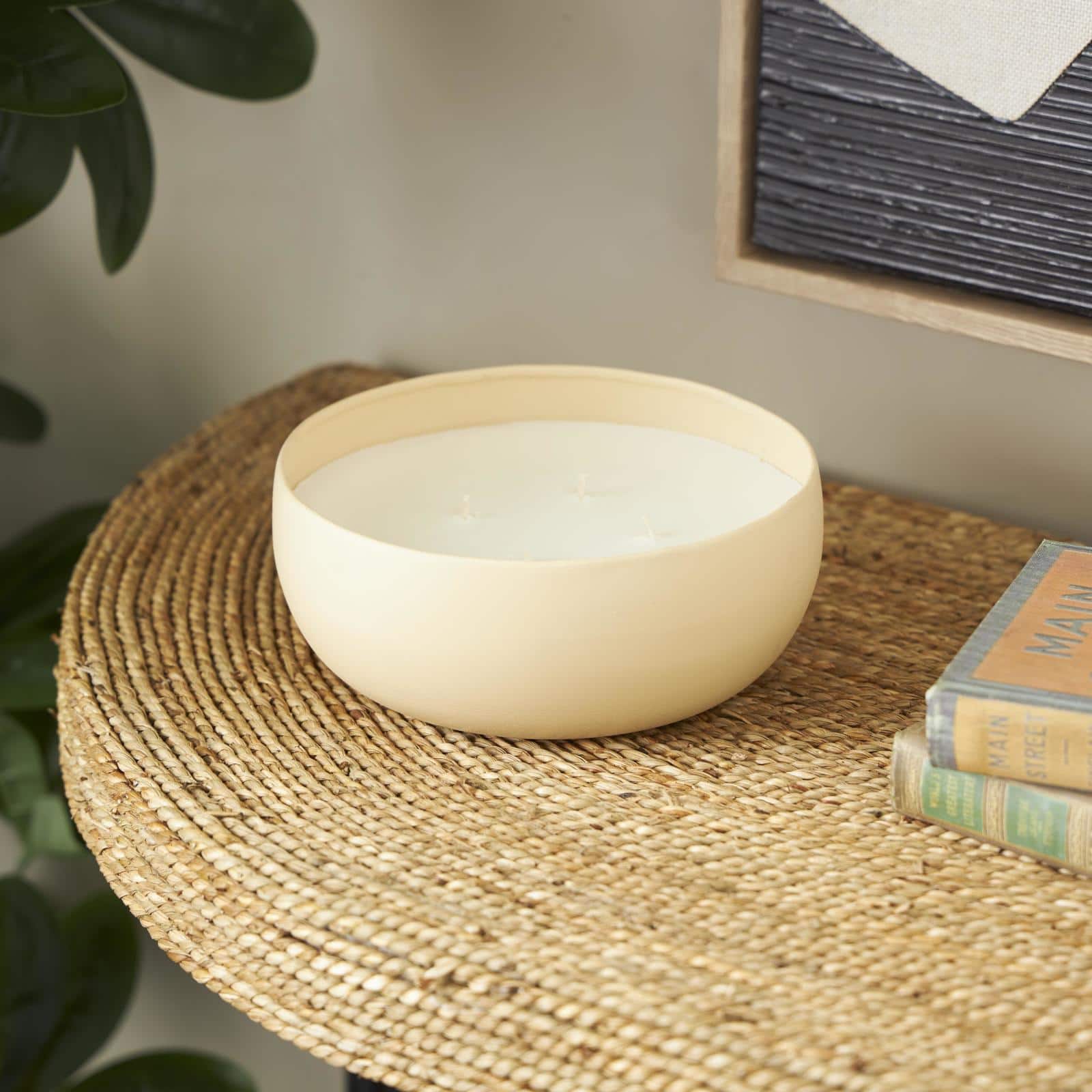 Ivory and Iris 34oz. Beige 4 Wick Rose Blossom & Sandalwood Scented Textured Metal Candle with White Wax