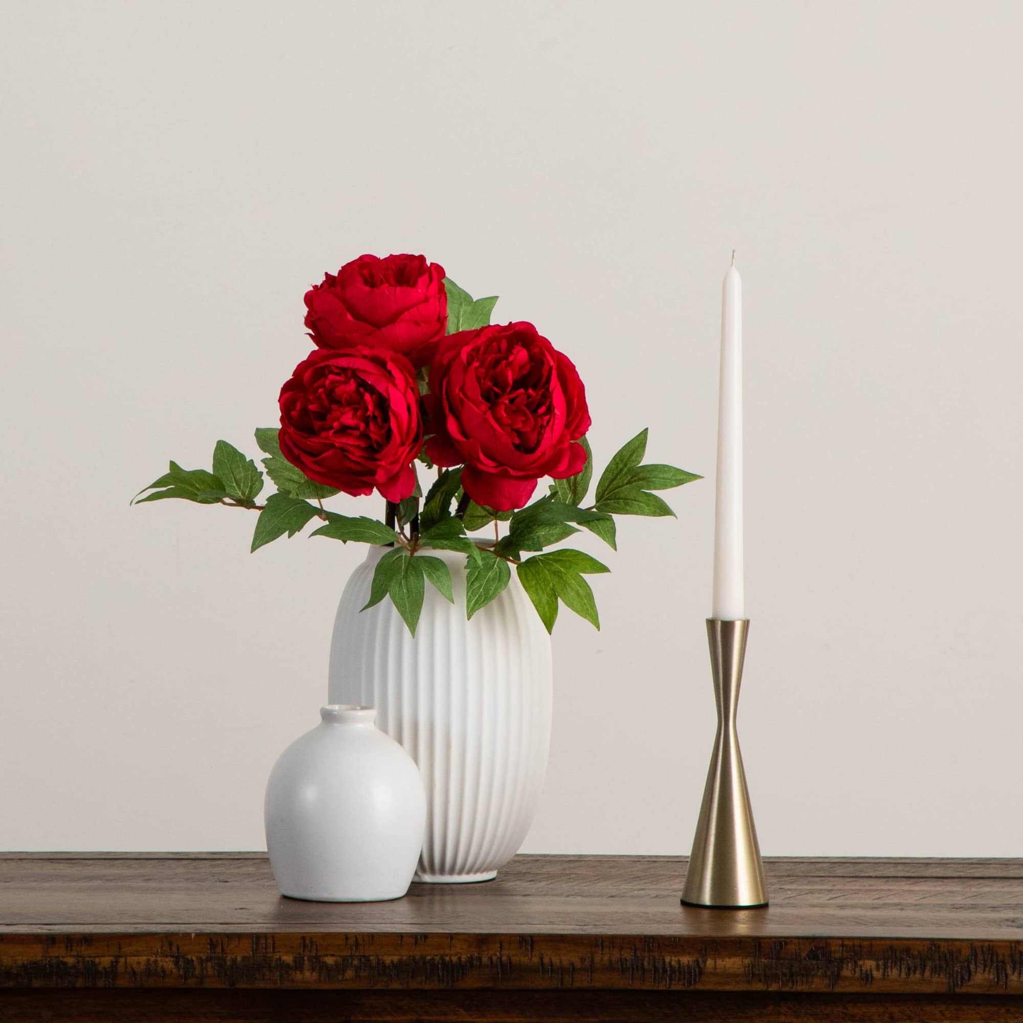 20" Red Peony Flower Stems, 3ct.