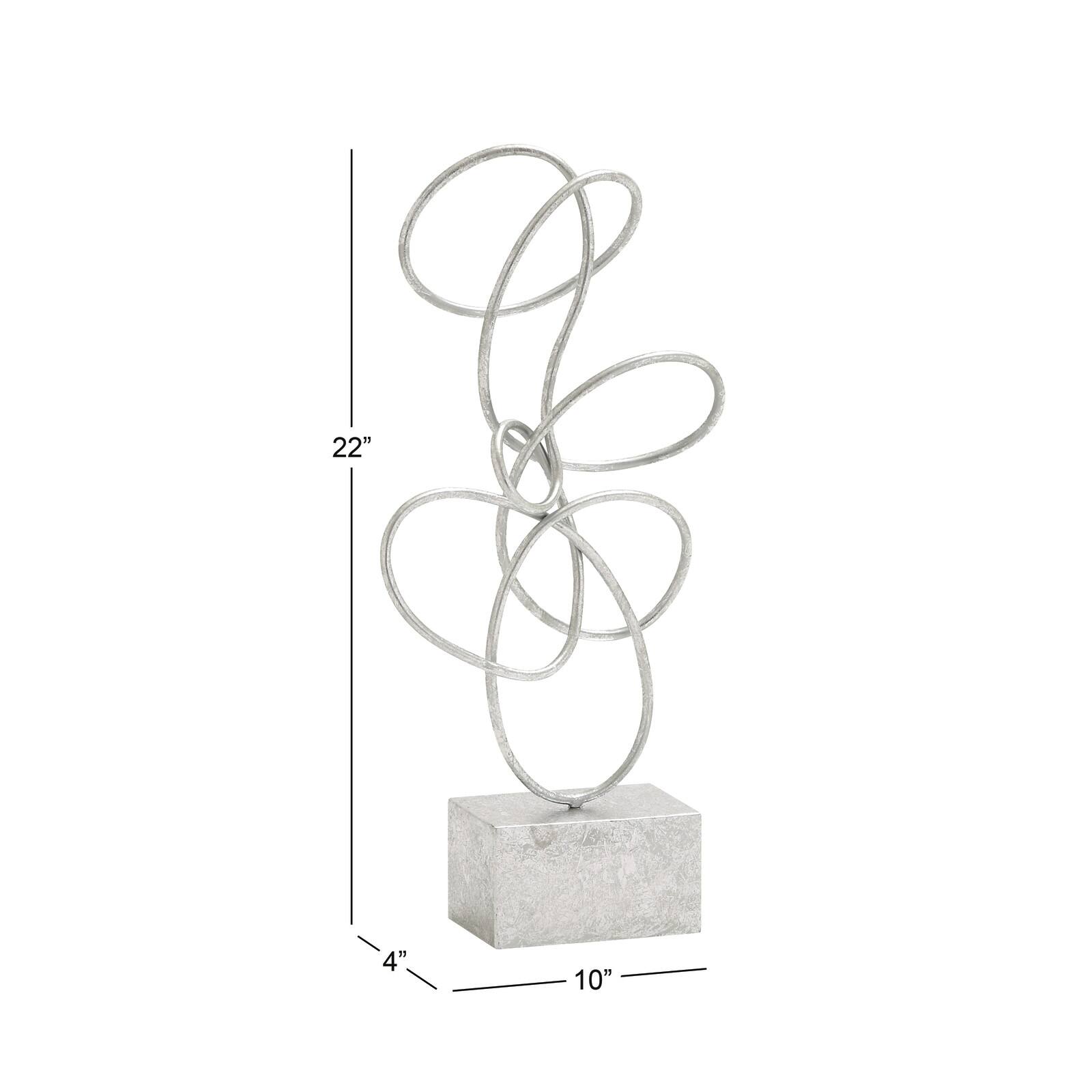 22" Silver Metal Contemporary Twist Sculpture
