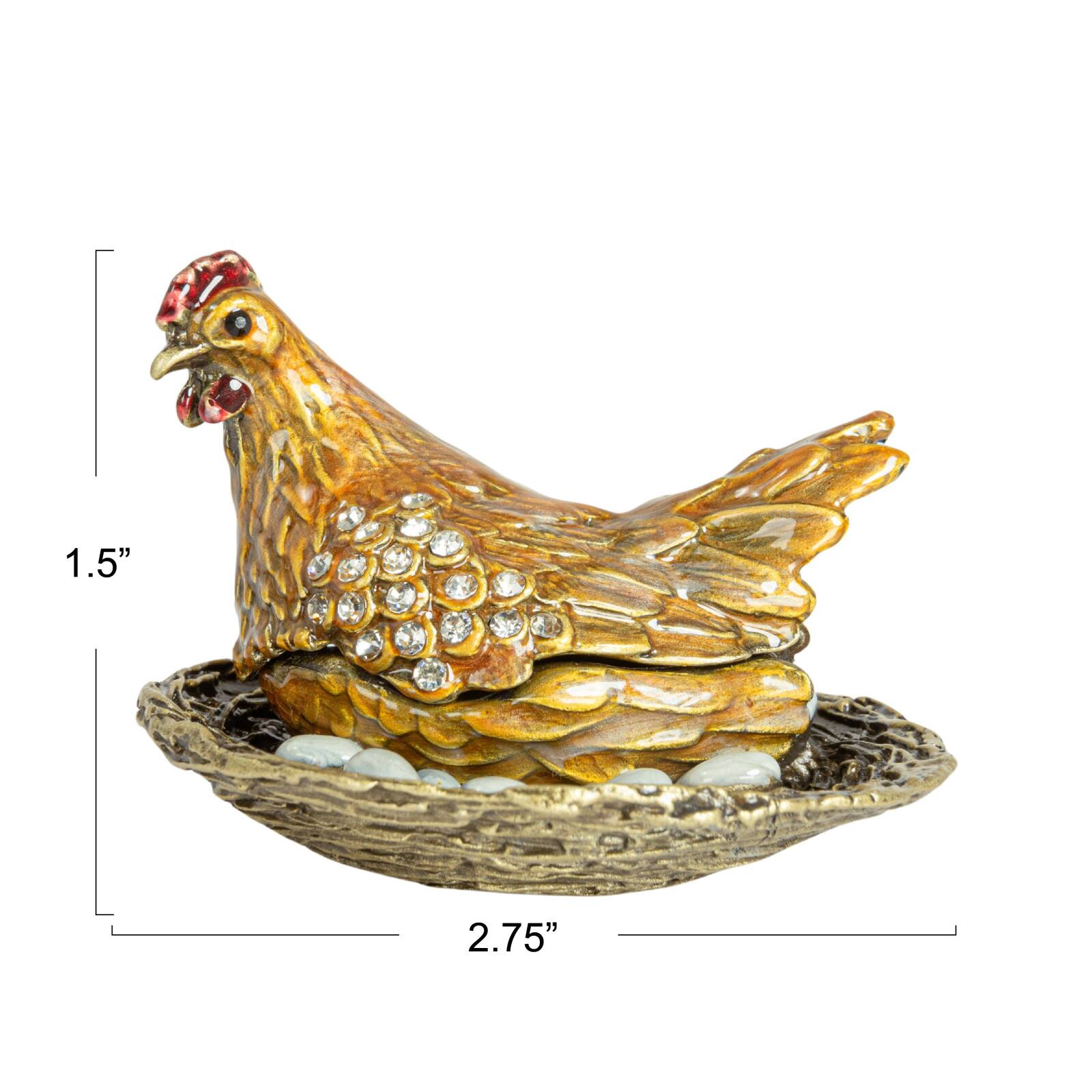 Hello Honey® 2.75" Multicolor Jeweled Hen Trinket Box