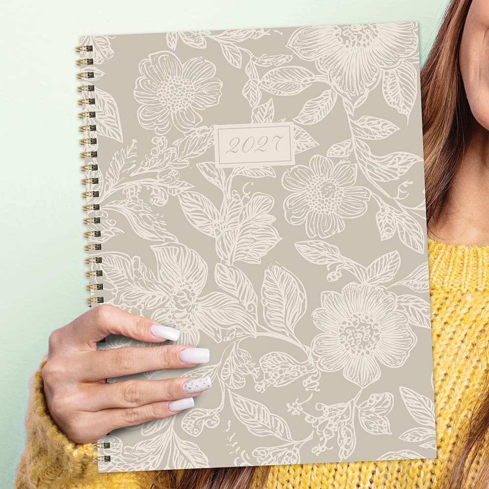 2027 Cream & Taupe Large Weekly Monthly Planner