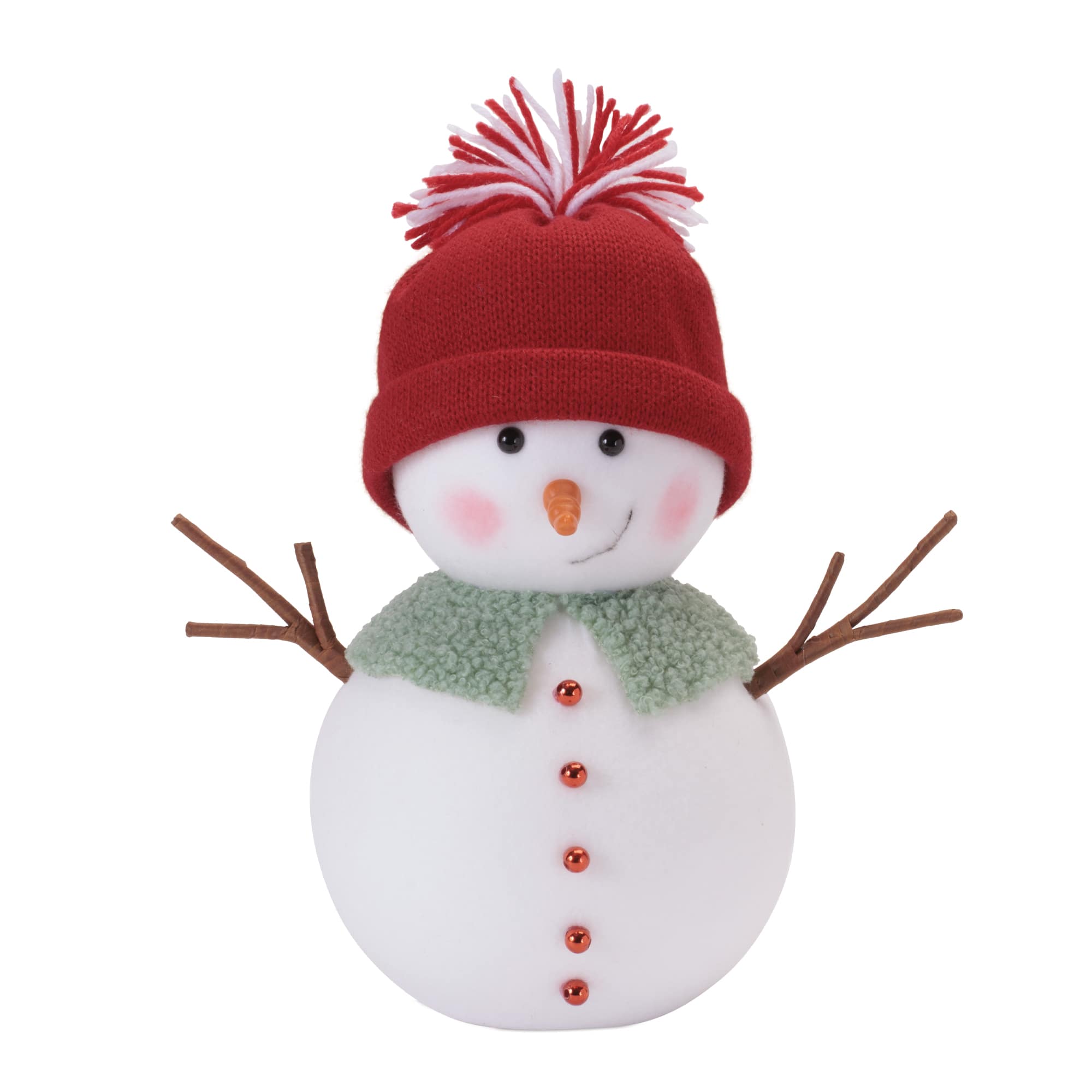 Melrose Snowman Plush Figurines with Knit Hats & Scarves Set
