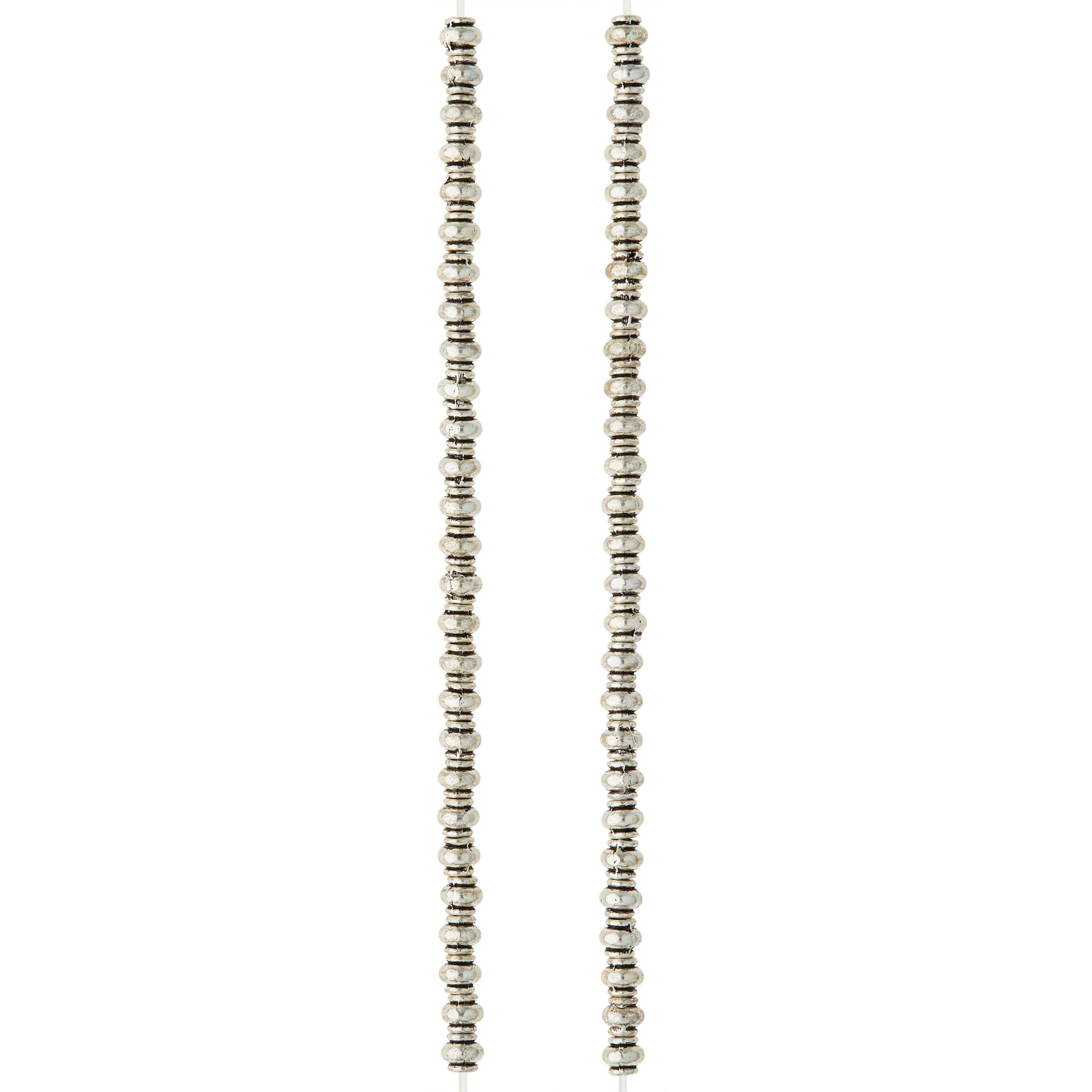 12 Pack: Silver Plated Smooth Rondelle Beads, 4mm by Bead Landing™