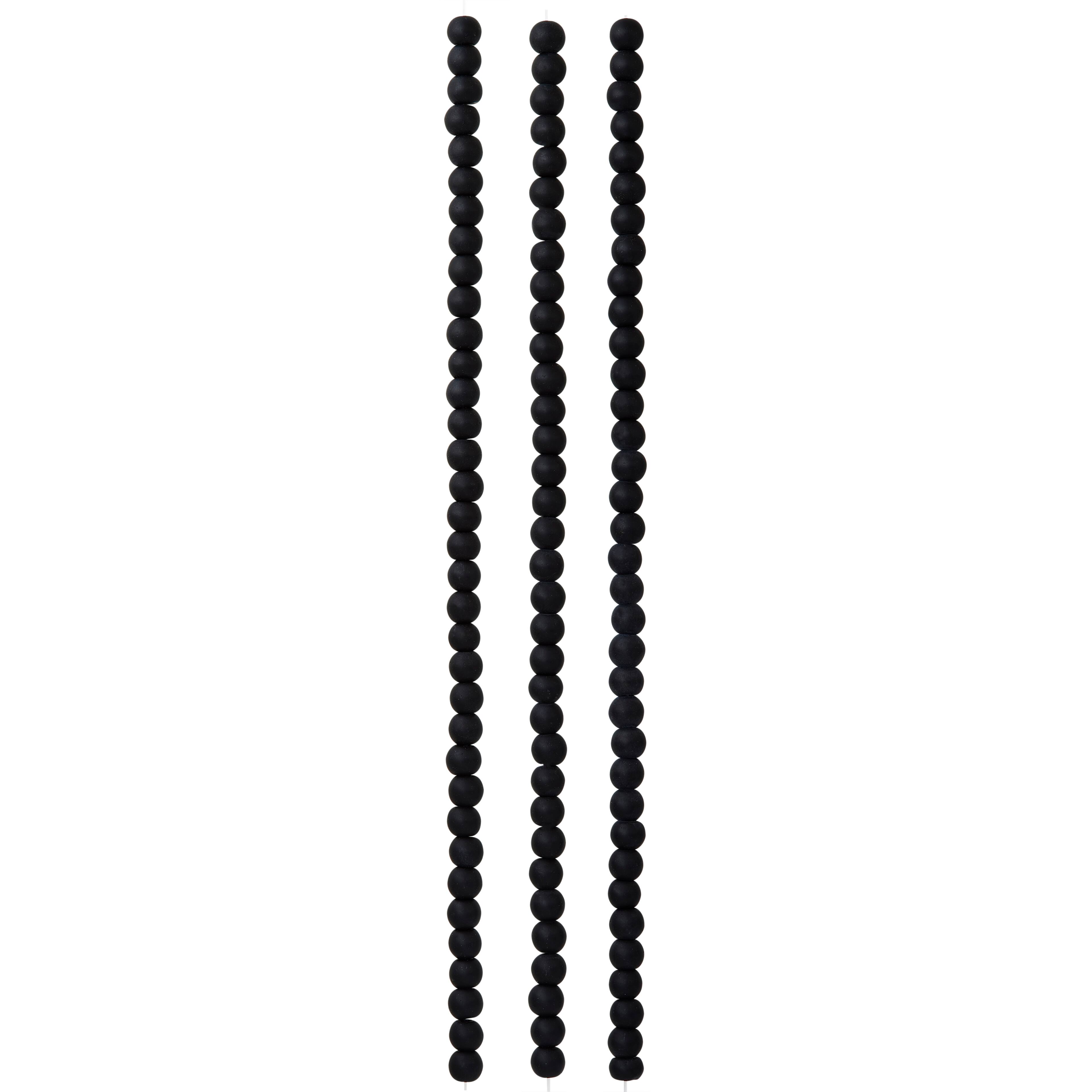Matte Black Glass Round Beads, 4mm by Bead Landing™