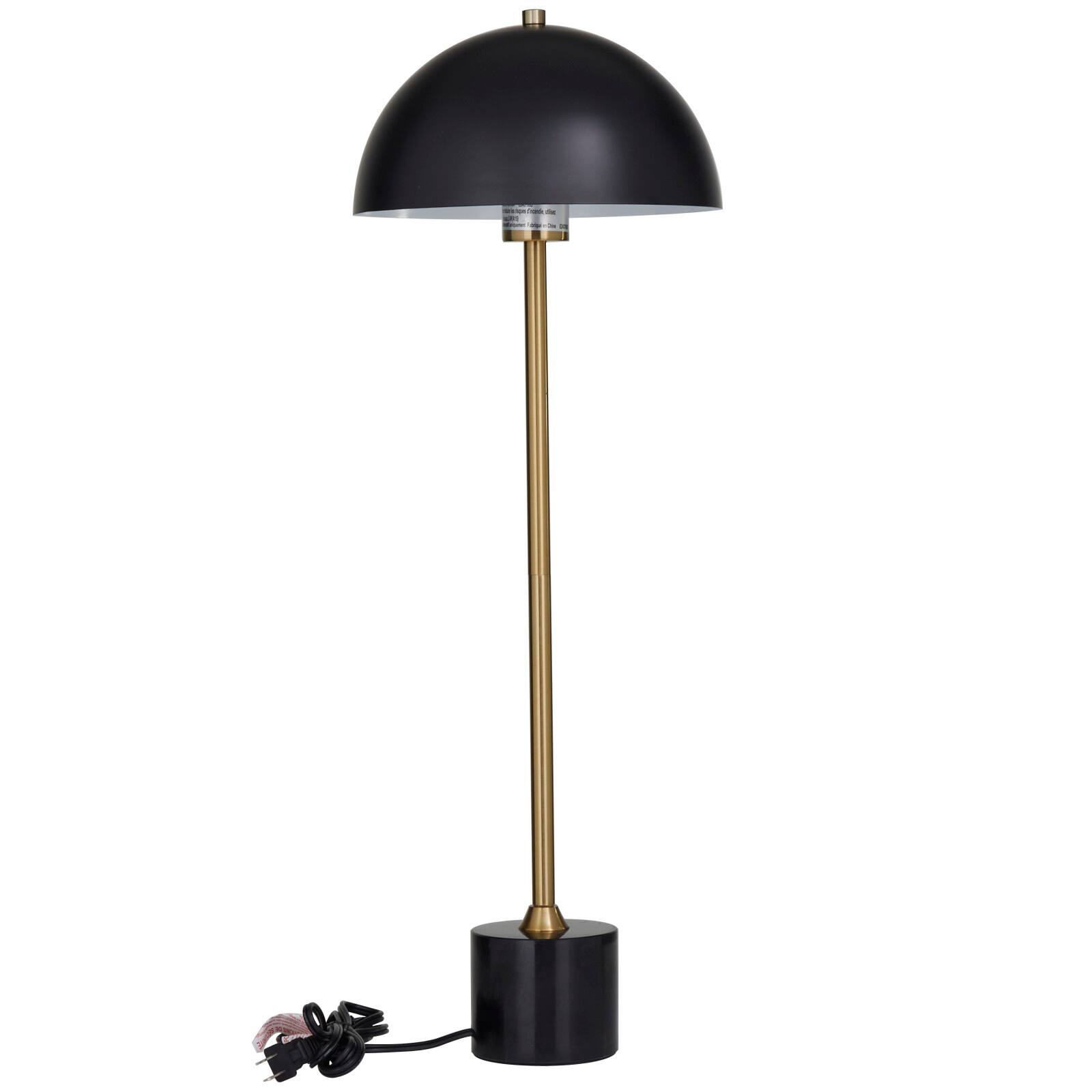 Black Metal Umbrella Style Desk Lamp with Marble Base 10" x 10" x 28"