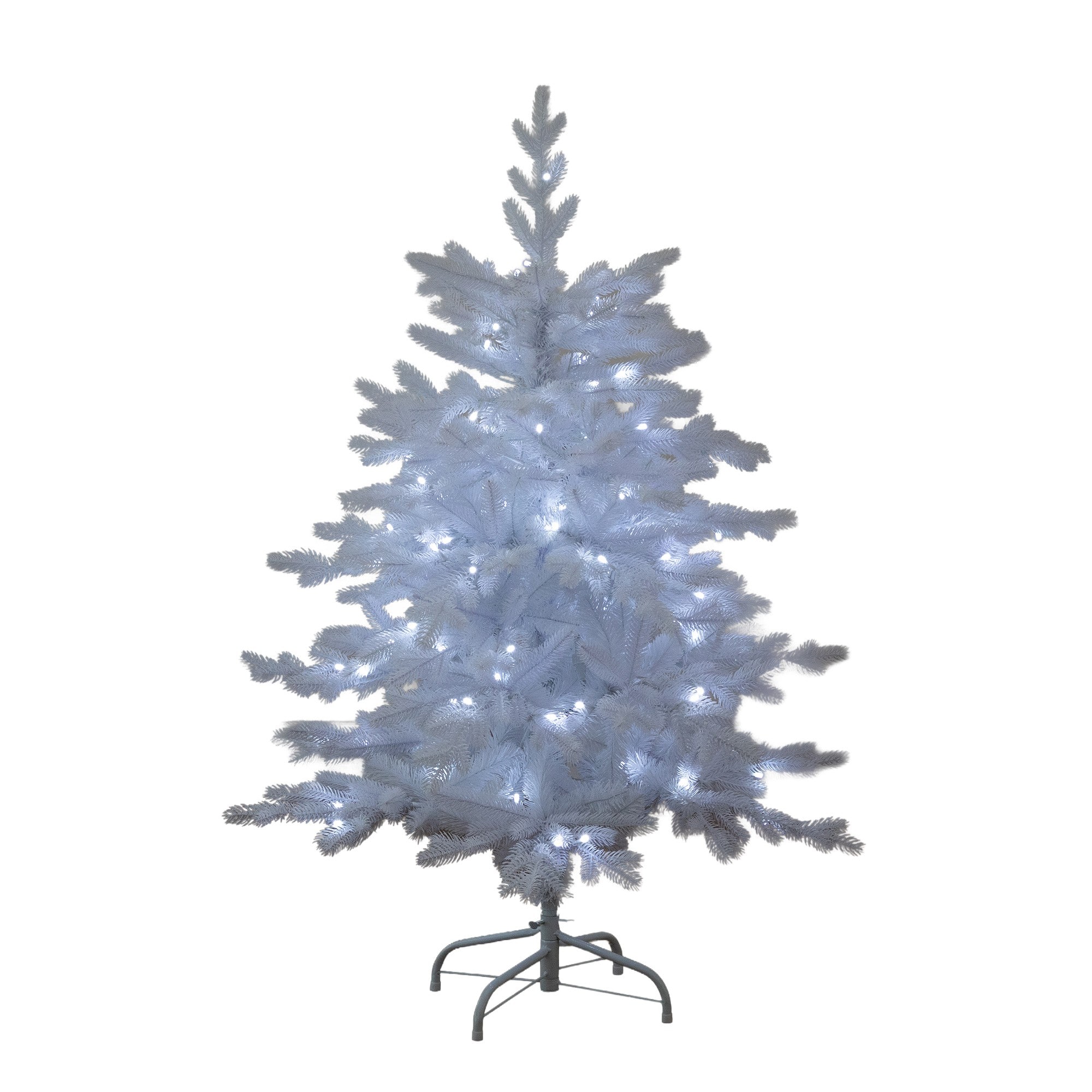 Nearly Natural 4ft. White Pre-Lit Artificial California Spruce Christmas Tree, Multicolor LED Lights