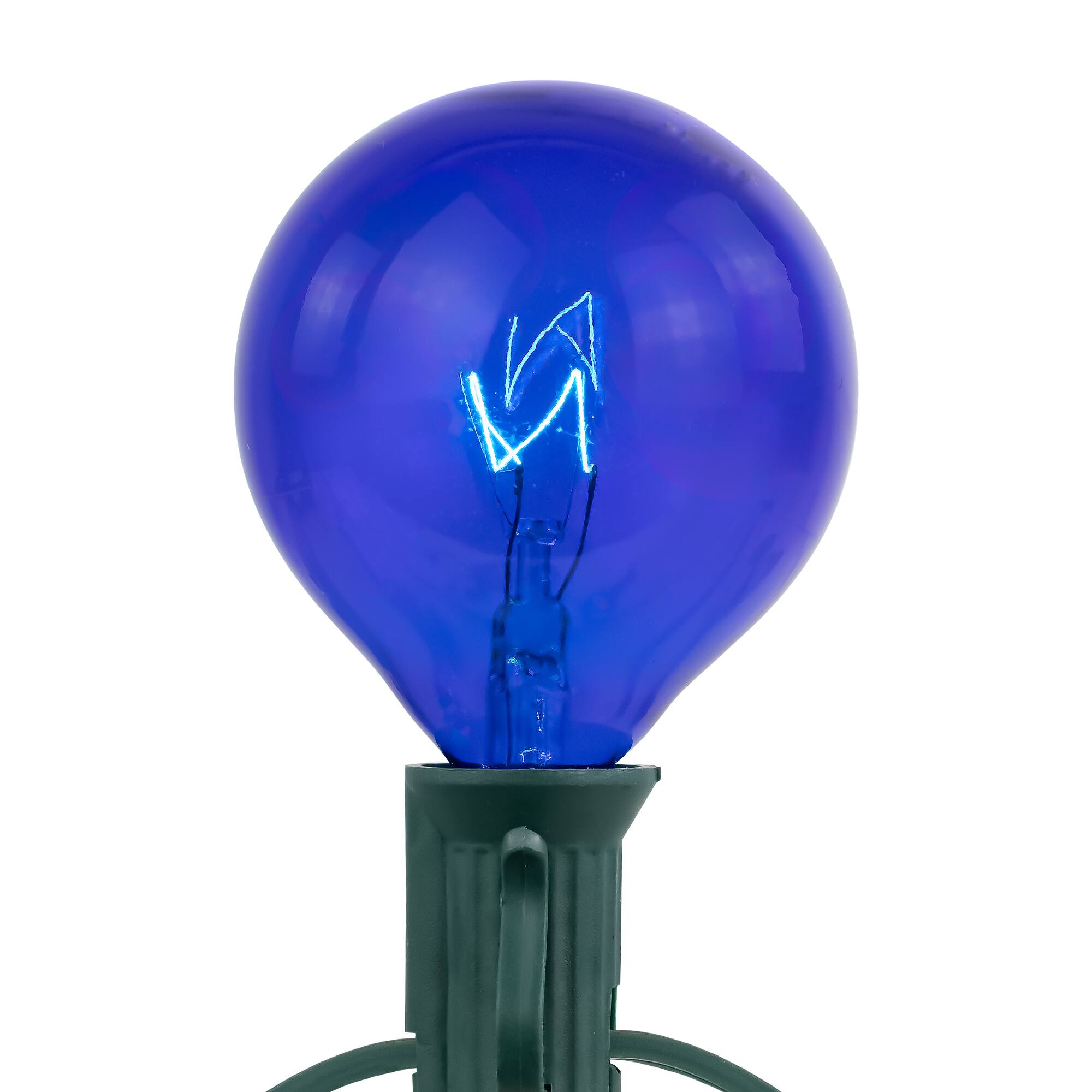 10-Count Blue G50 Globe Christmas Patio Lights- 9ft  Green Wire