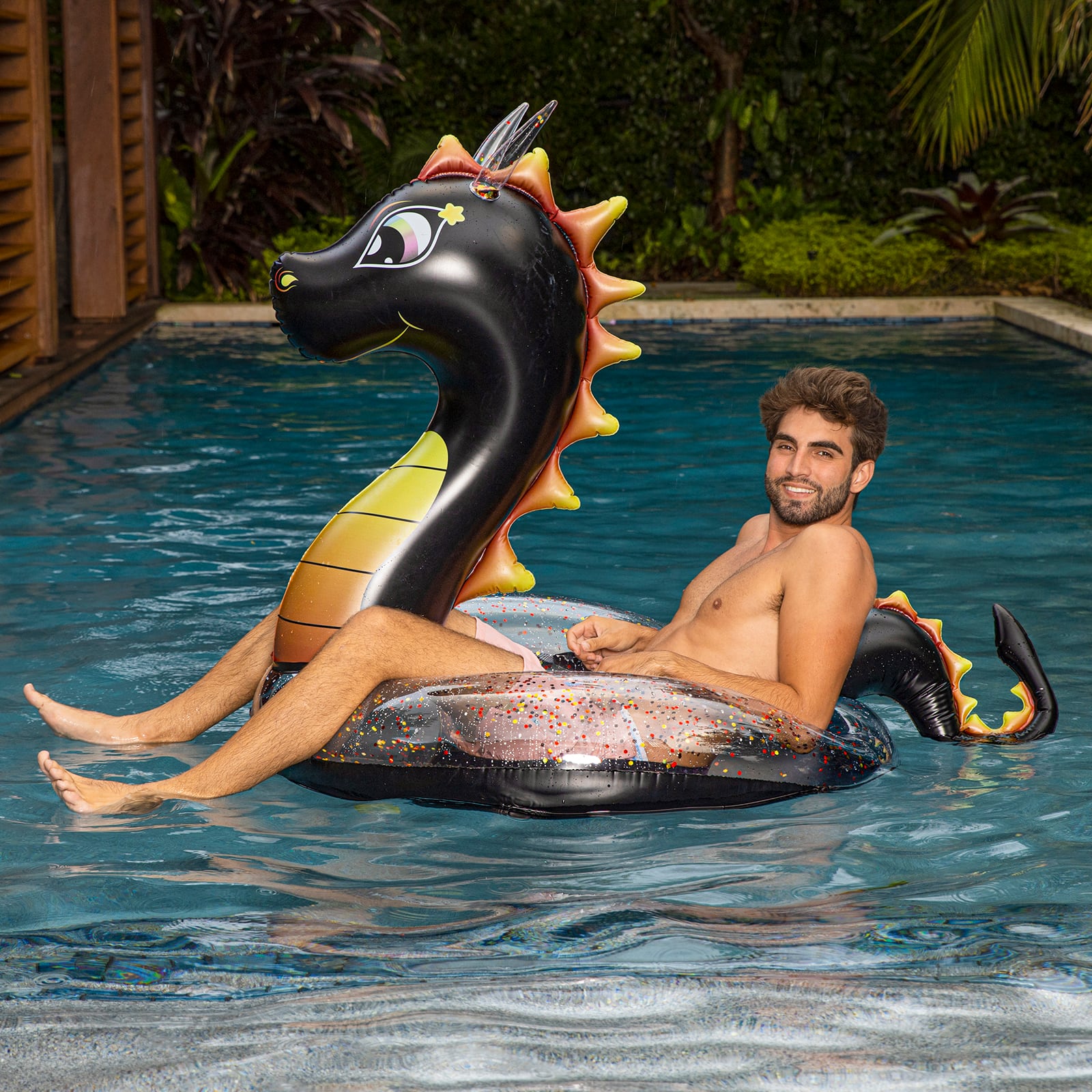 PoolCandy Glitterfied® Black Dragon Jumbo Pool Tube