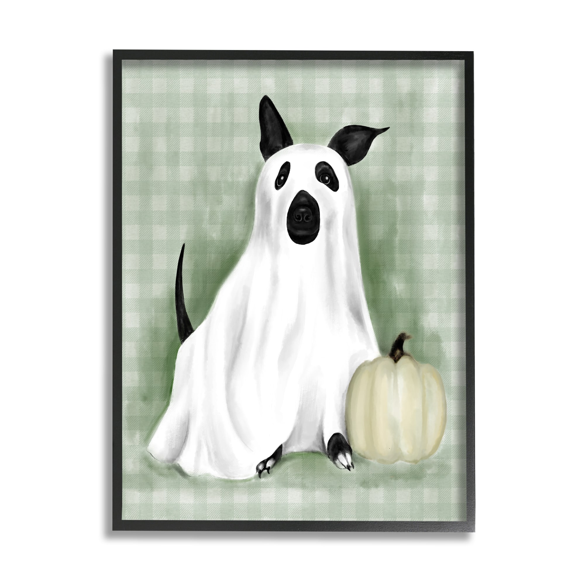 Stupell Industries Dog Ghost Halloween Costume Framed Giclee Art