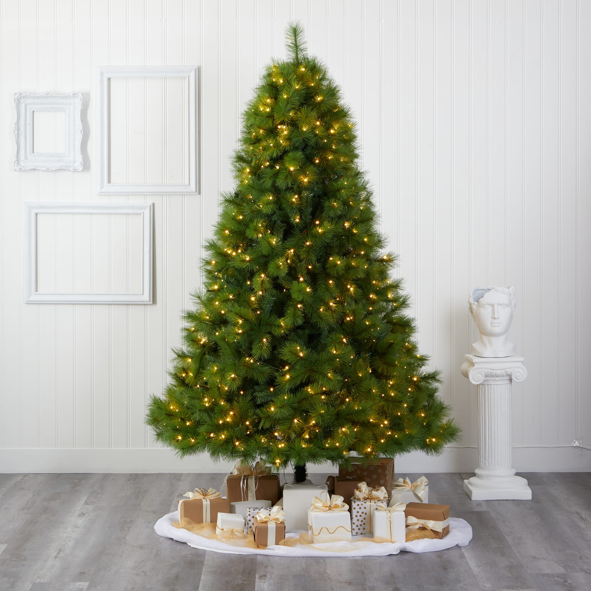 8ft. Pre-lit Green Scotch Pine Artificial Christmas Tree with Clear LED Lights