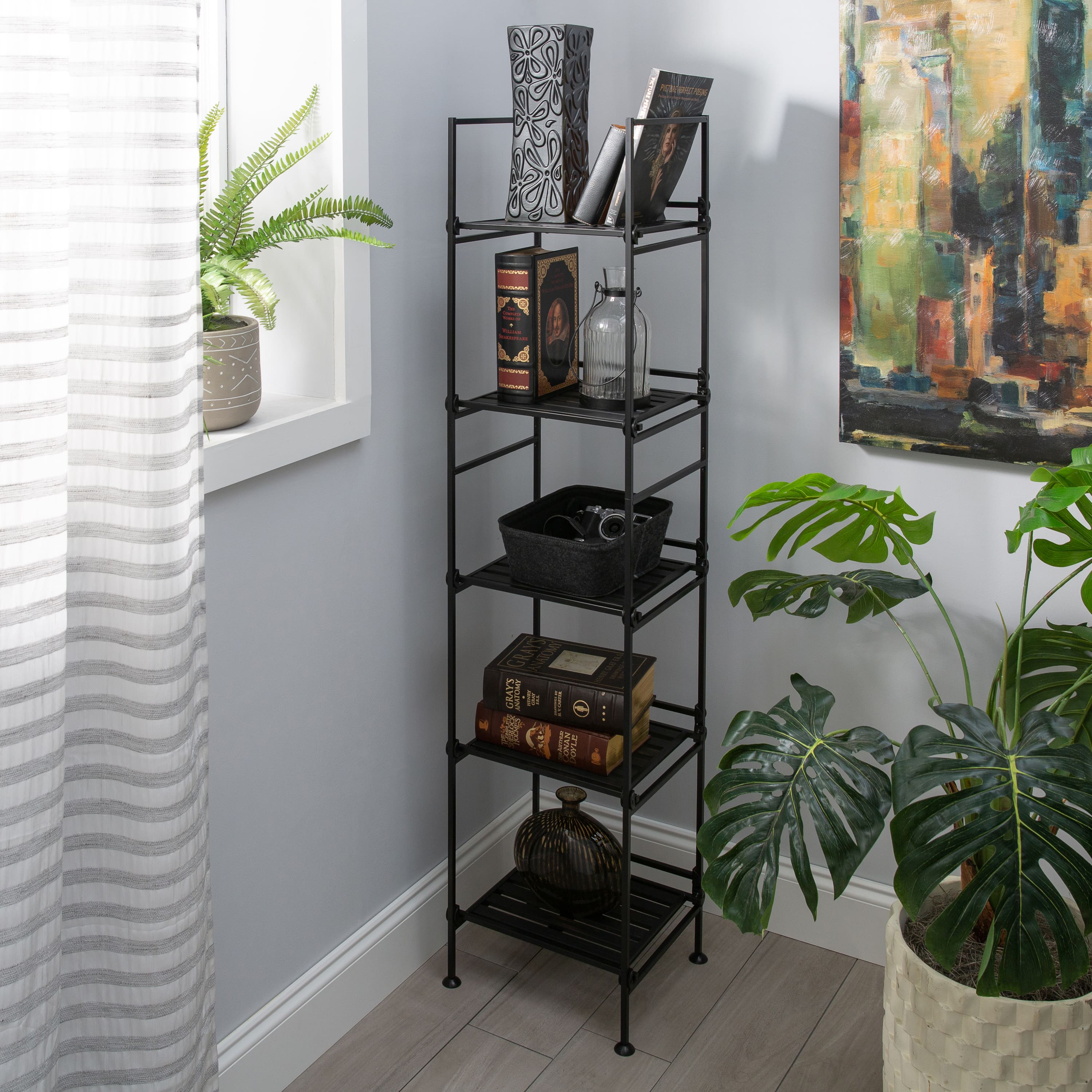 Organize It All Espresso 5 Tier Square Freestanding Shelf