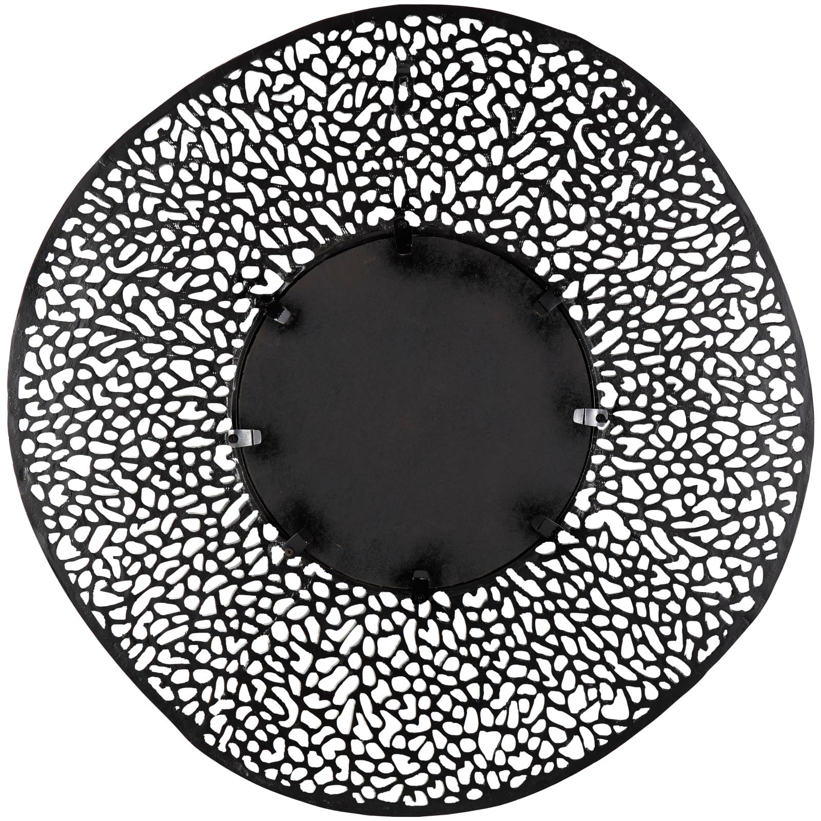 45" Black Abstract Aluminum Wall Mirror with Open Lattice Frame