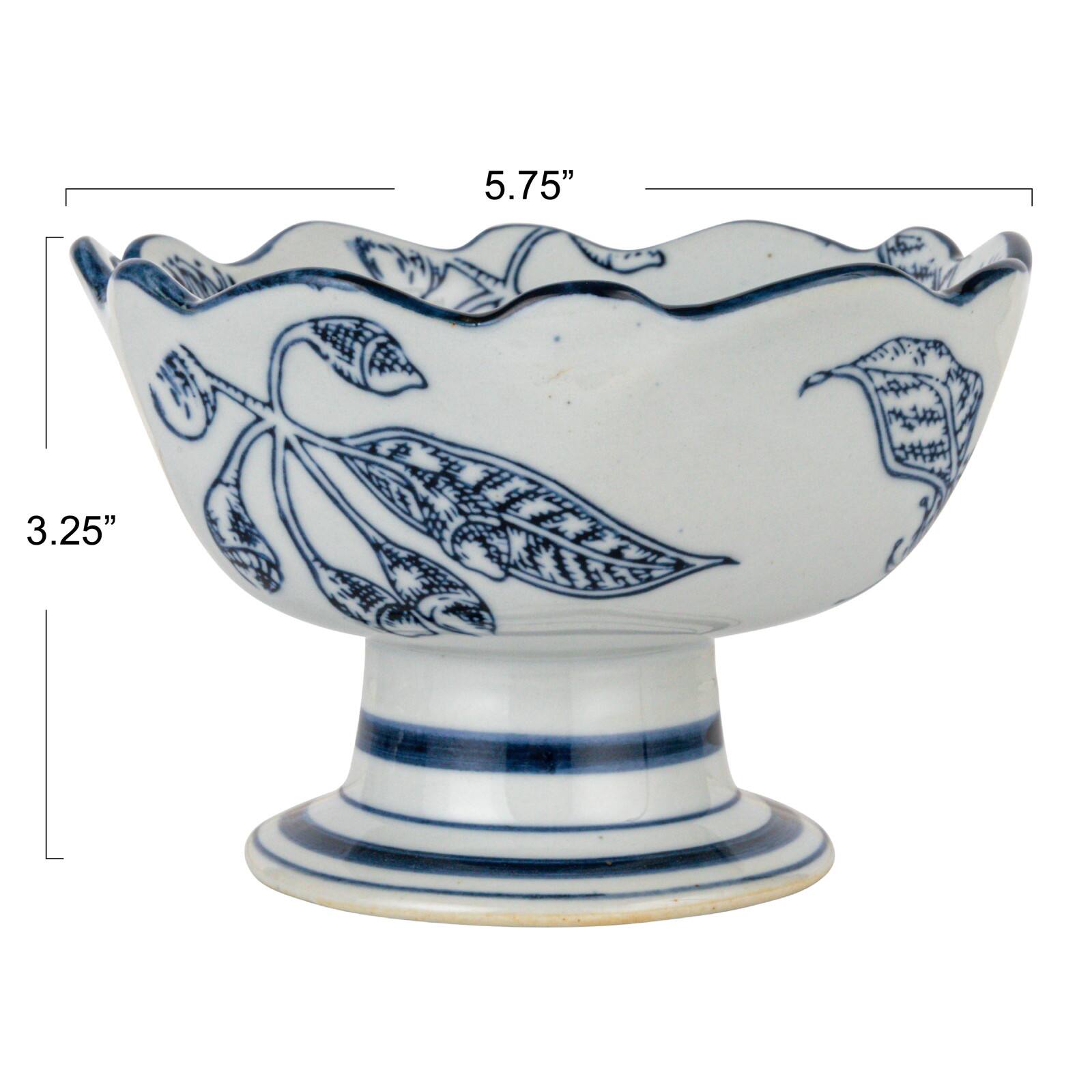 Hello Honey® 5.75" Blue & White Botanical Bliss Stoneware Bowl