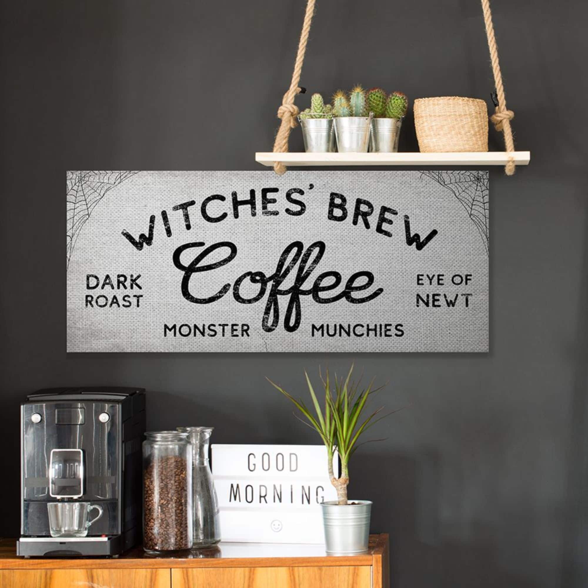 Stupell Industries Witches' Brew Coffee Charming Halloween Design Canvas Wall Art