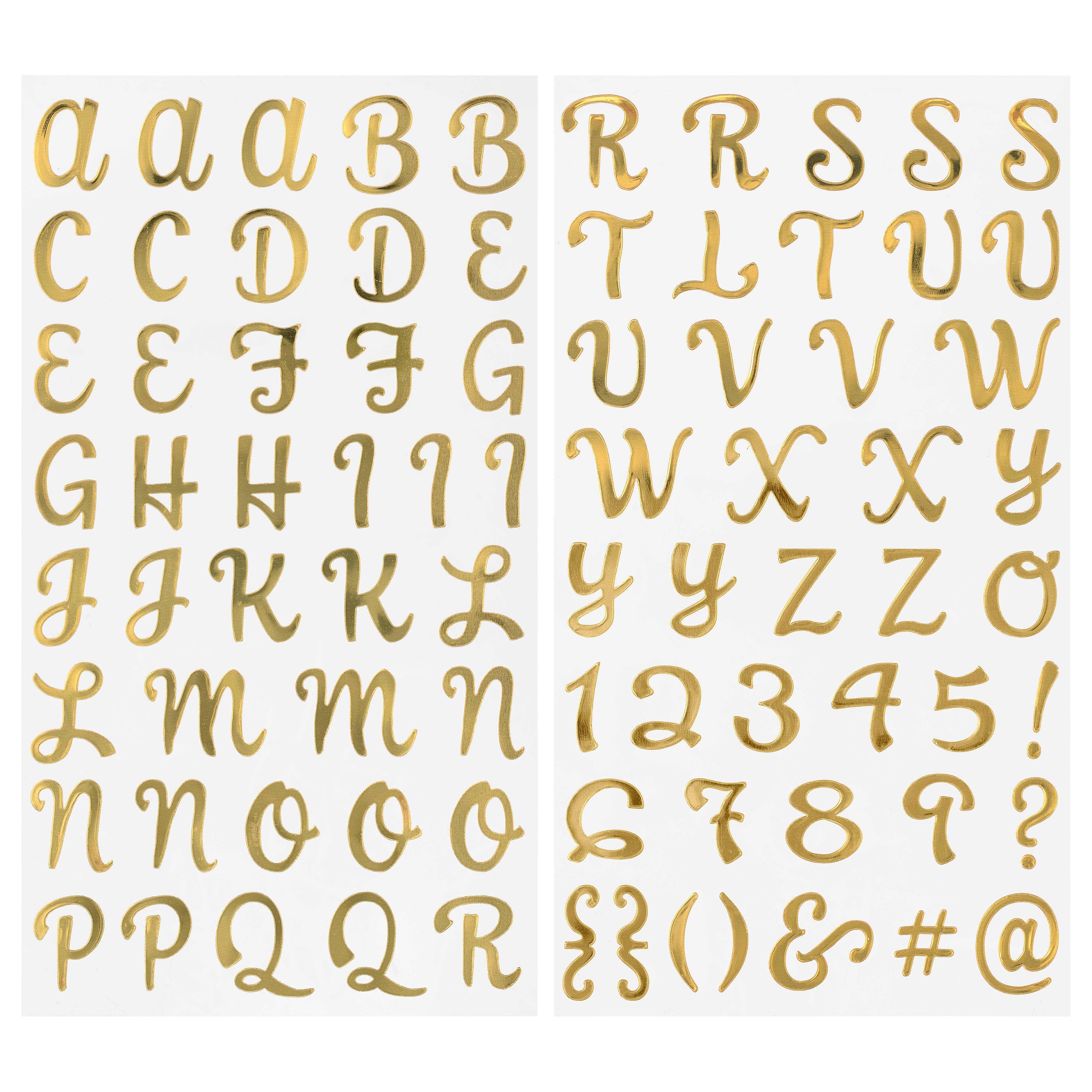 Autocollants de lettres de l’alphabet métallisées dorées de Recollections