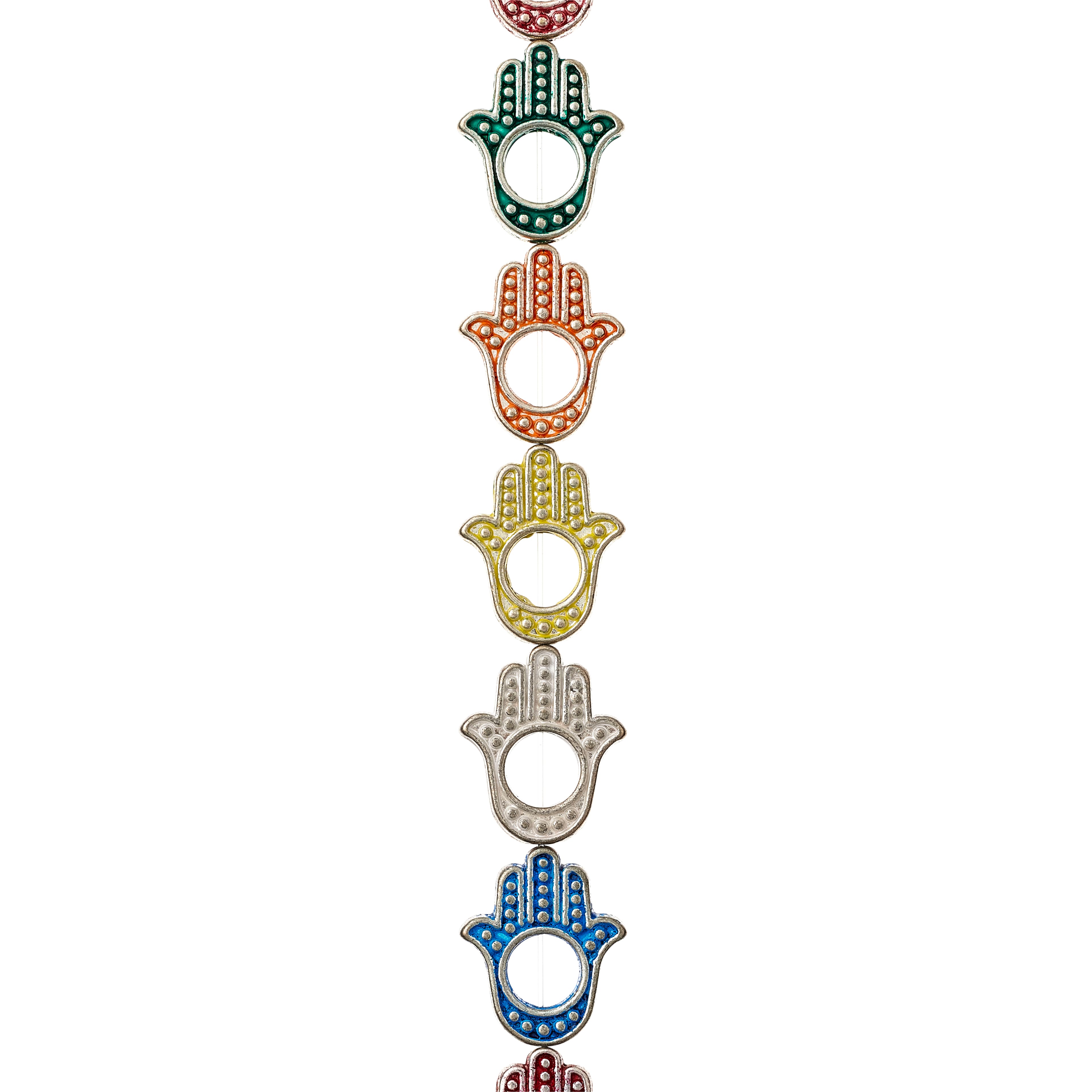 Multicolor Hamsa Metal Hand Beads, 15mm by Bead Landing™