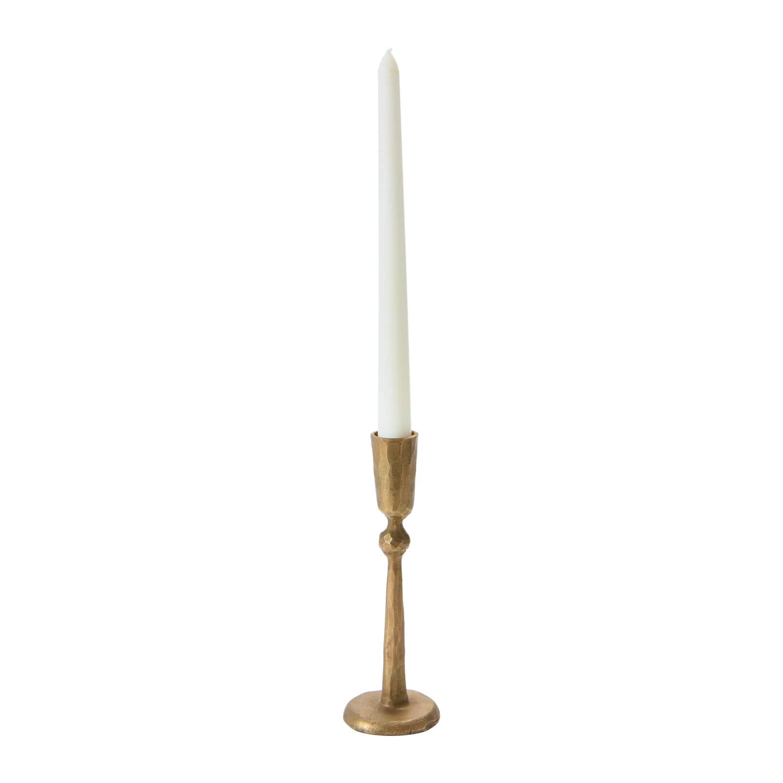Hello Honey® 7" Antique Brass Hand-Forged Metal Taper Candle Holder
