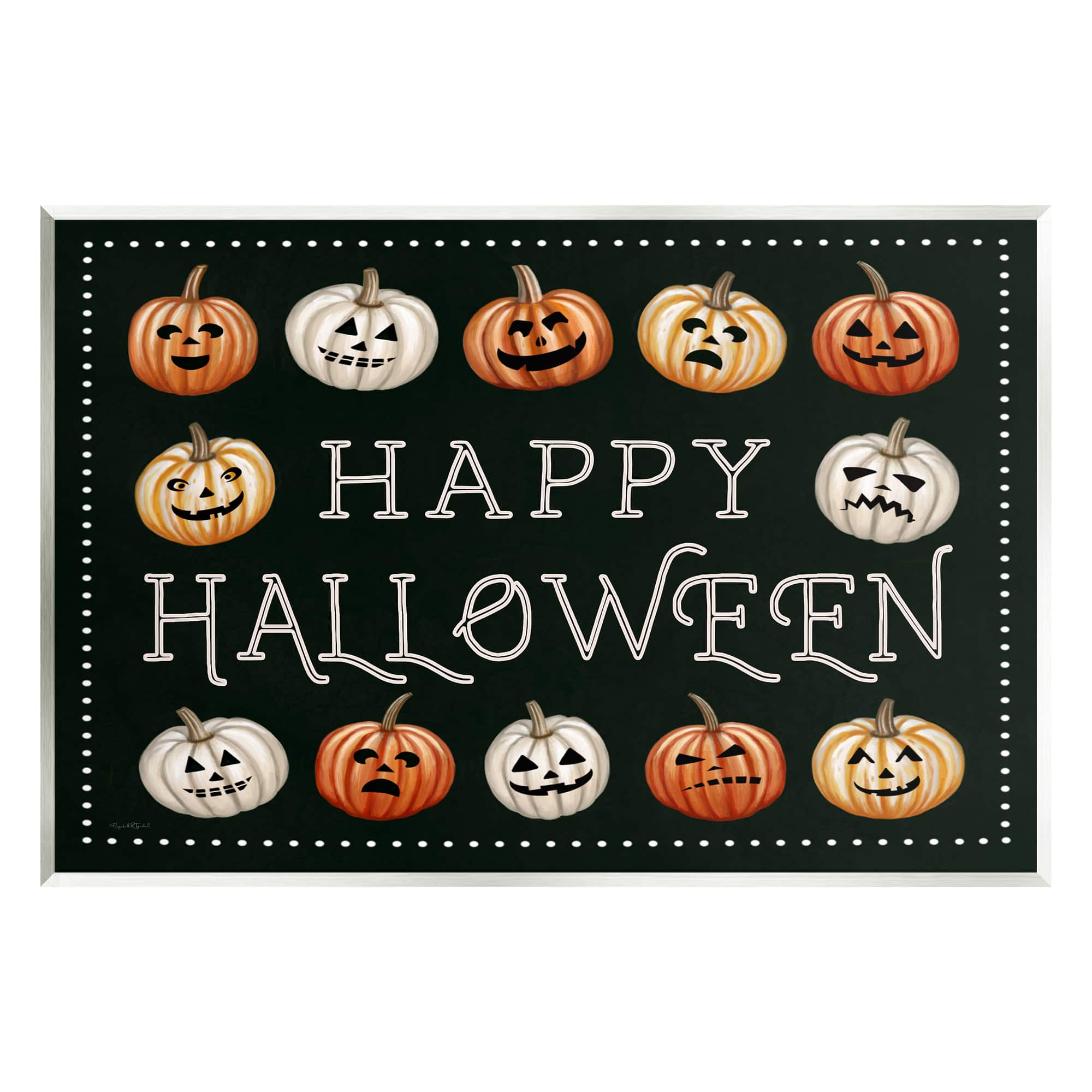 Stupell Industries Happy Halloween Jack-o-Lanterns Wall Plaque Art