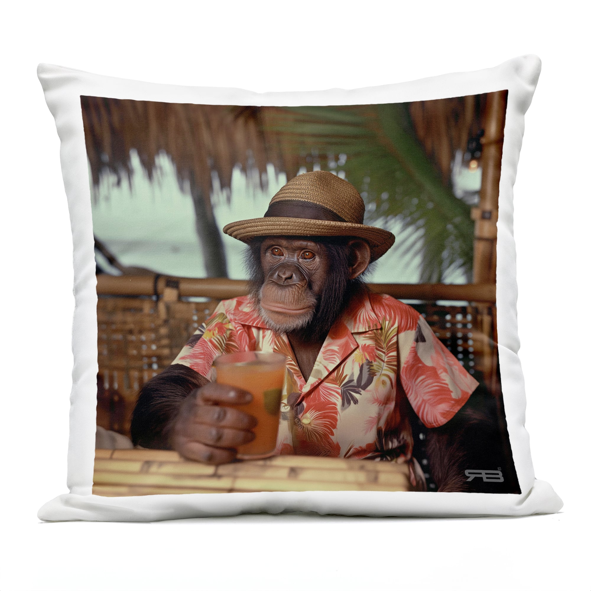 Stupell Industries 18" x 18" Tropical Vacation Monkey Outdoor Print Throw Pillow