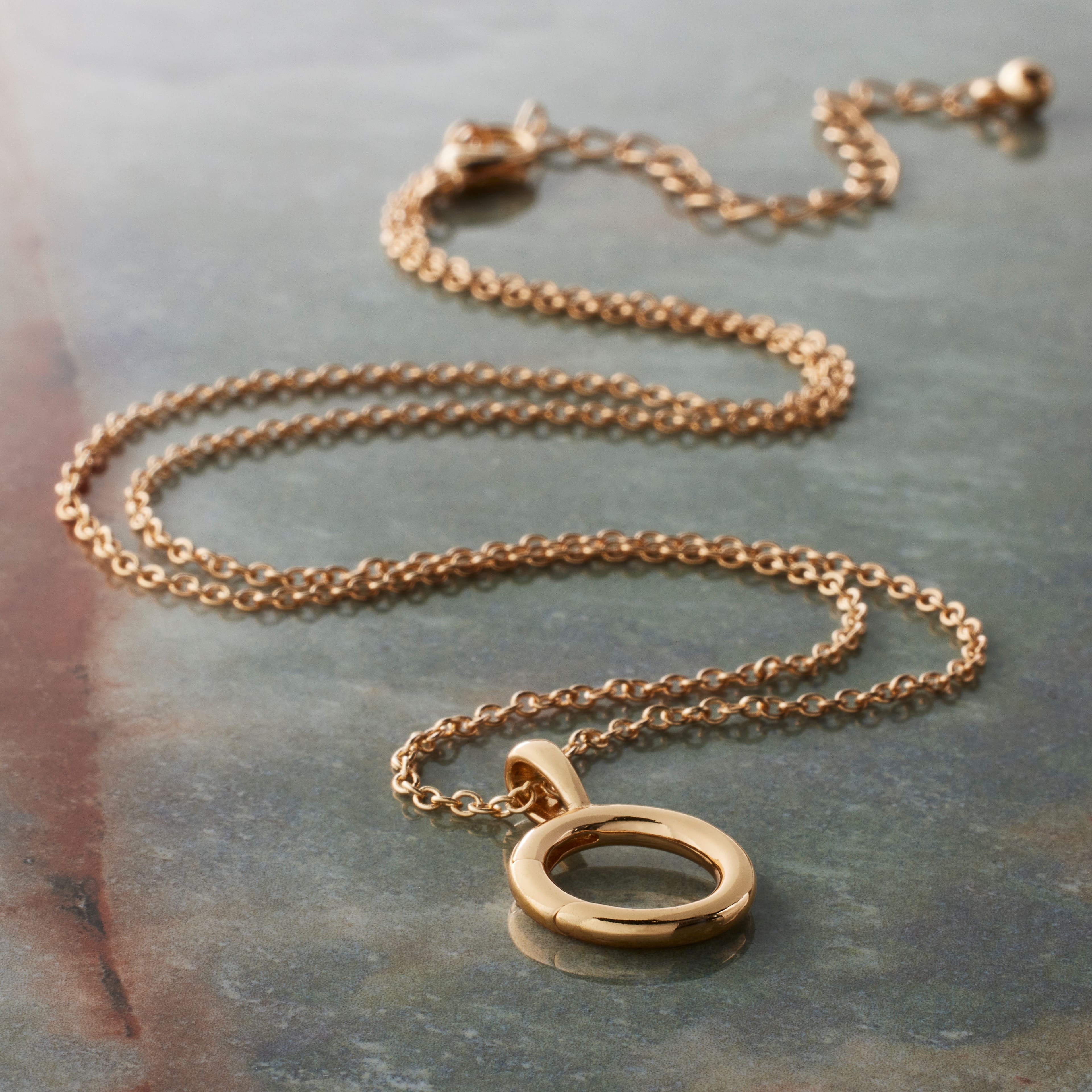 Gold Cable Necklace with Circle Charm Holder by Bead Landing™