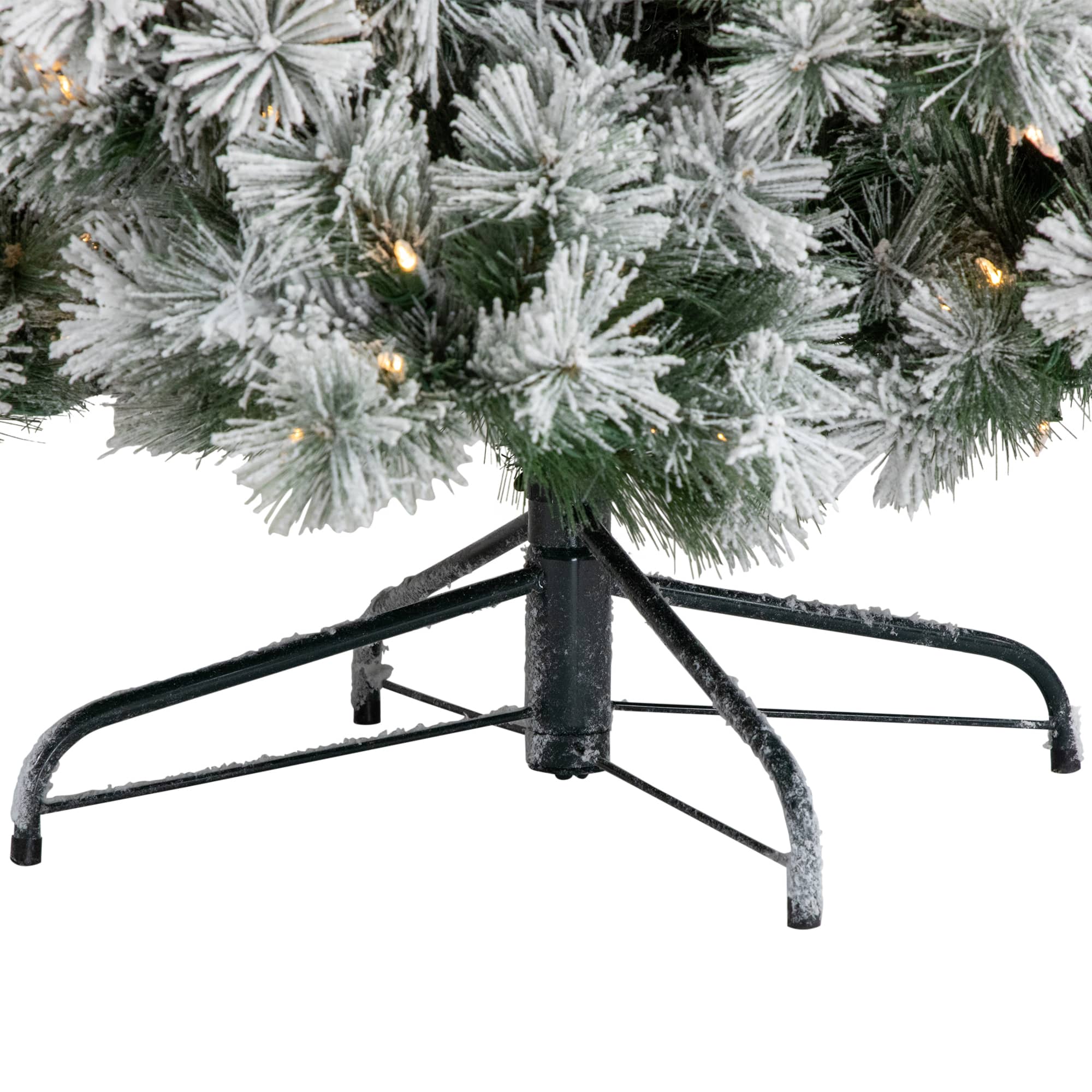 7ft. Pre-Lit Snowy Bristle Pine Artificial Christmas Tree, Warm White LED Lights