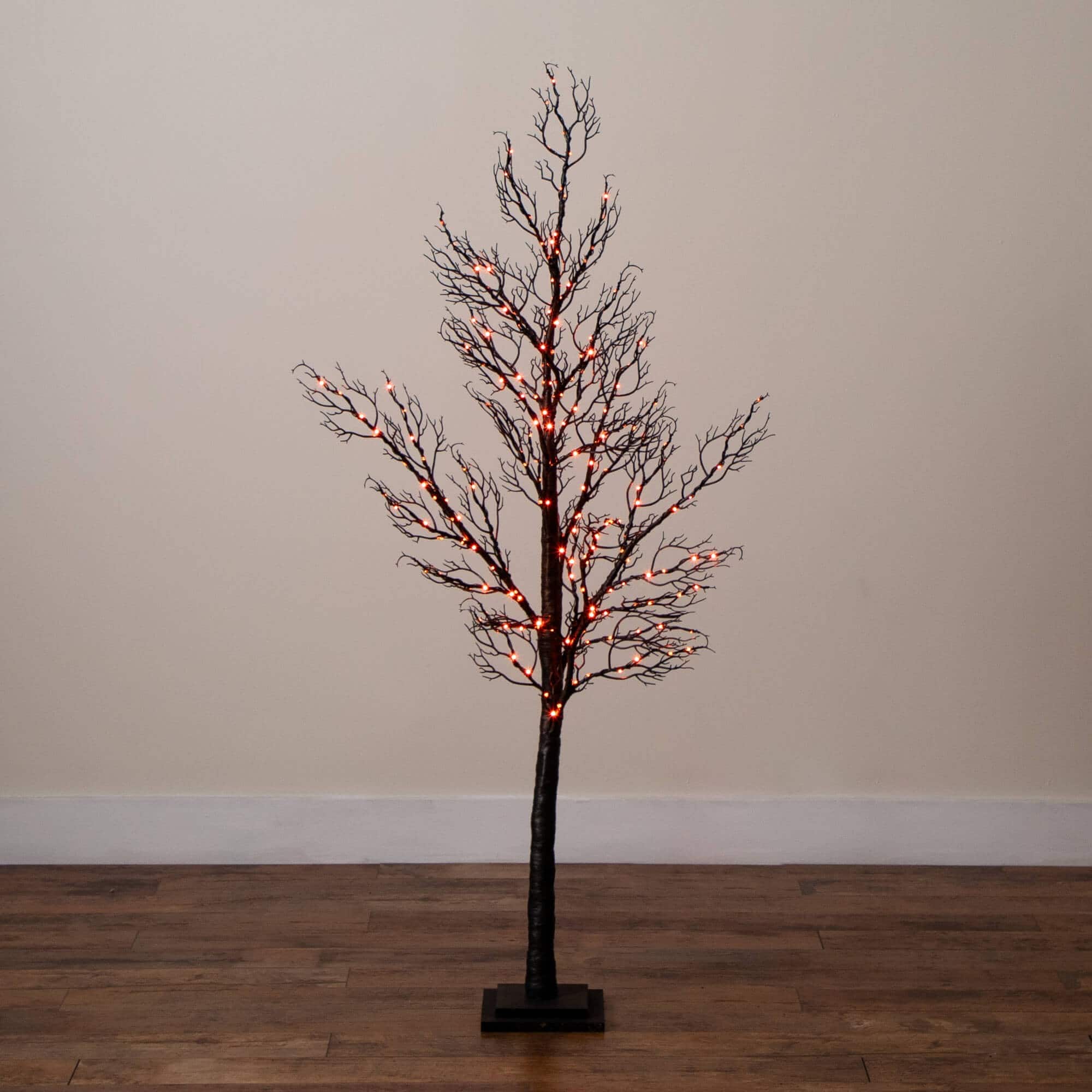 5ft. Pre-Lit Halloween Minimalist Twig Artificial Fall Tree with 240 Orange & Purple LED Lights