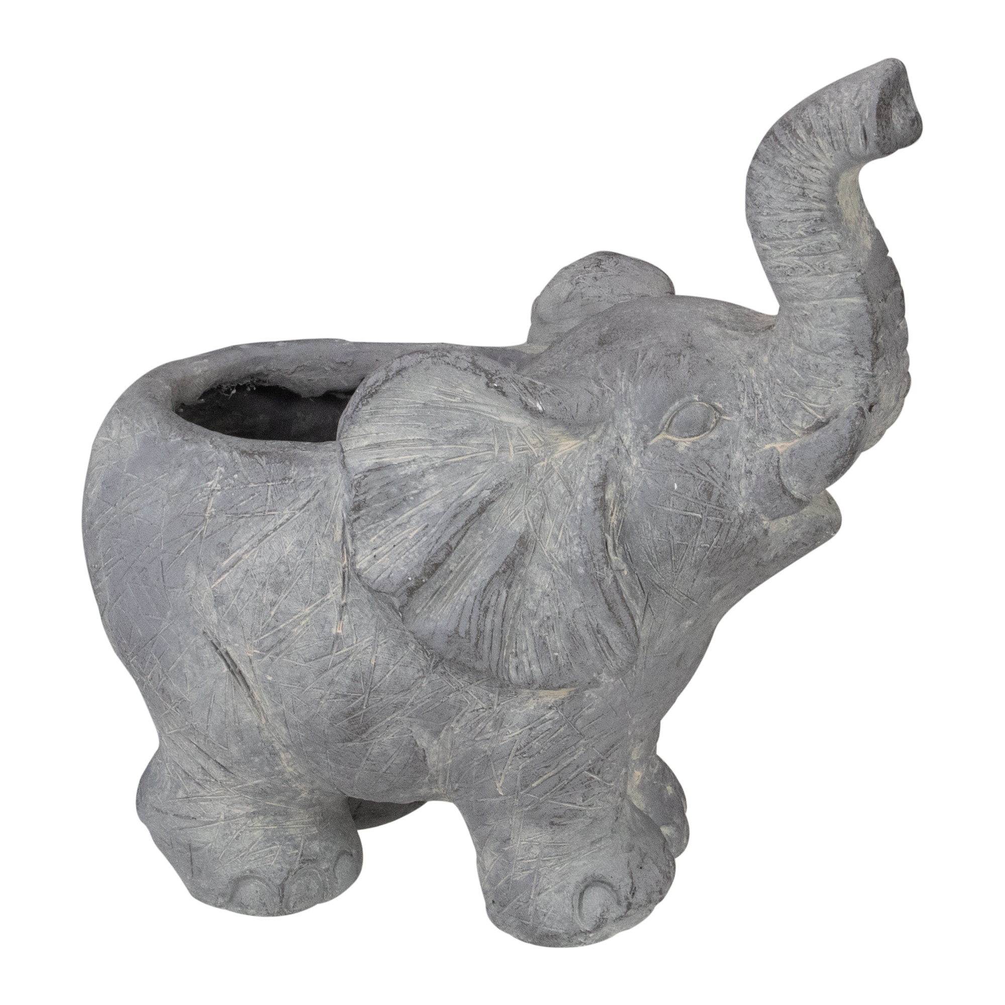 16" Gray Standing Elephant Outdoor Garden Planter