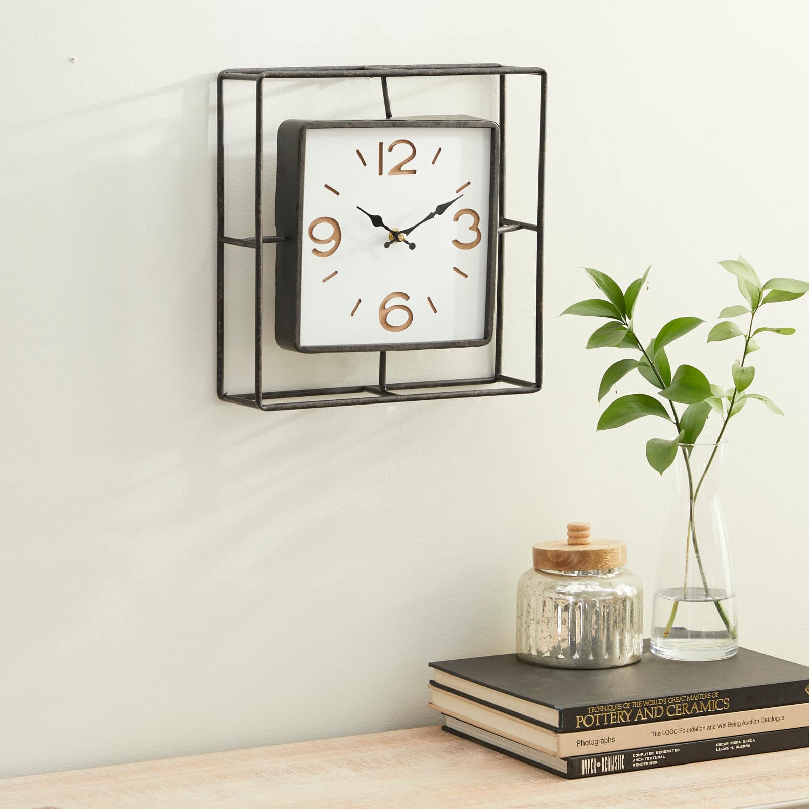 Black Contemporary Metal Wall Clock, 12" x 12"