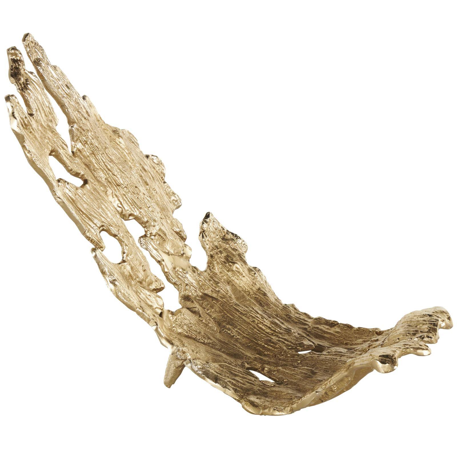 15.75" Gold Metal Angled Leaf Decorative Bowl with Cutouts
