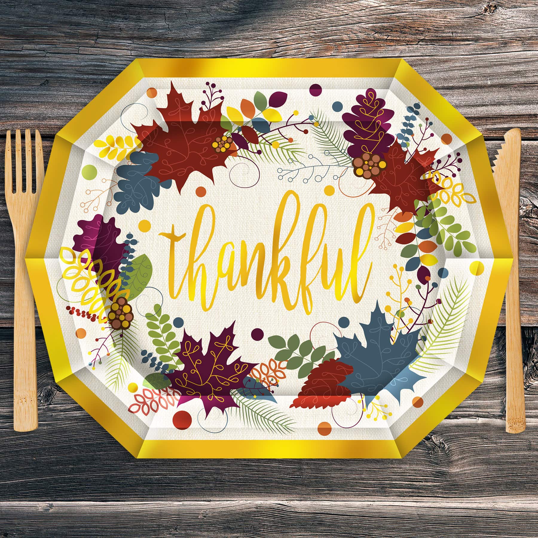 Beistle 9" x 11" Friendsgiving Dinner Plates, 16ct.