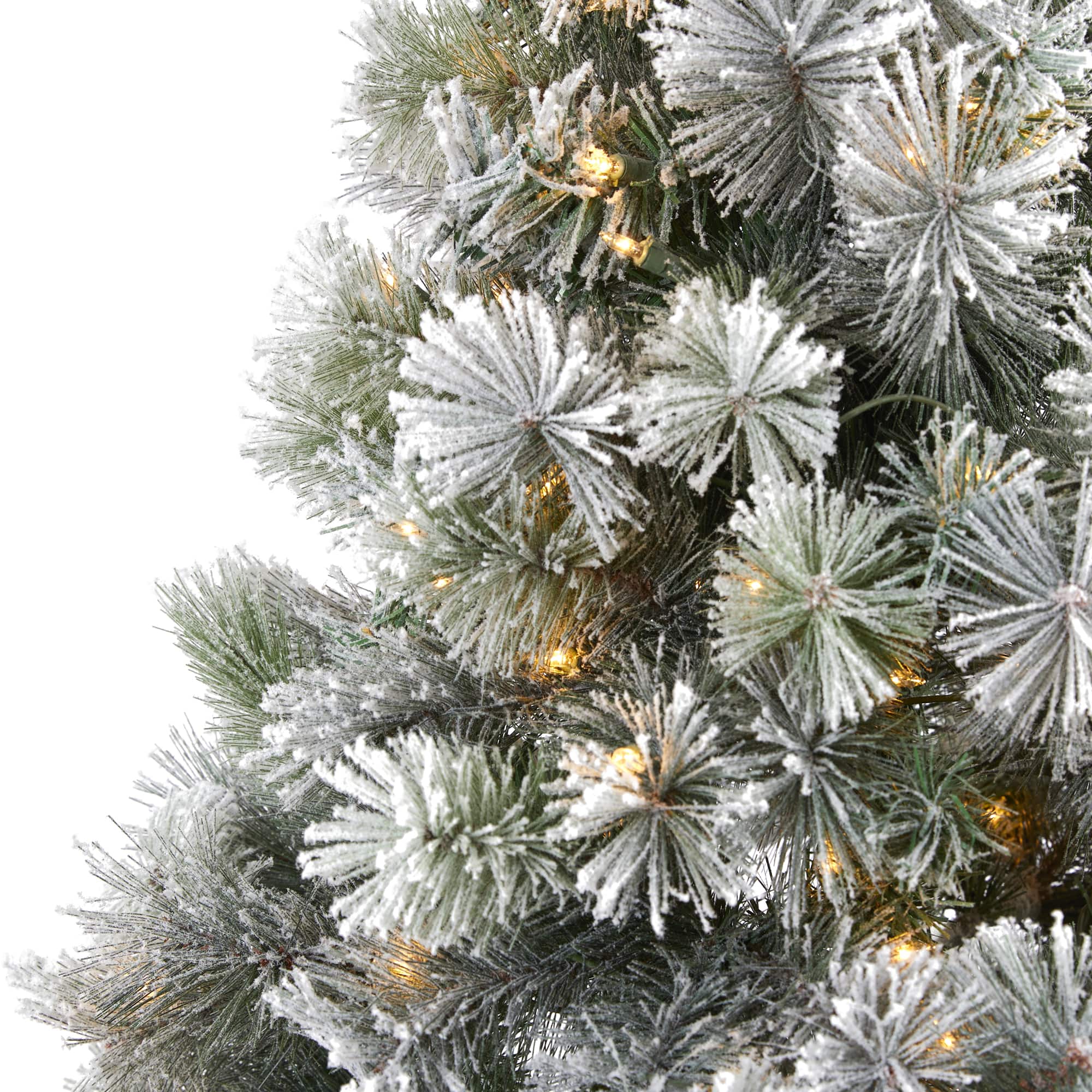 7ft. Pre-Lit Flocked Oregon Pine Artificial Christmas Tree, Clear LED Lights