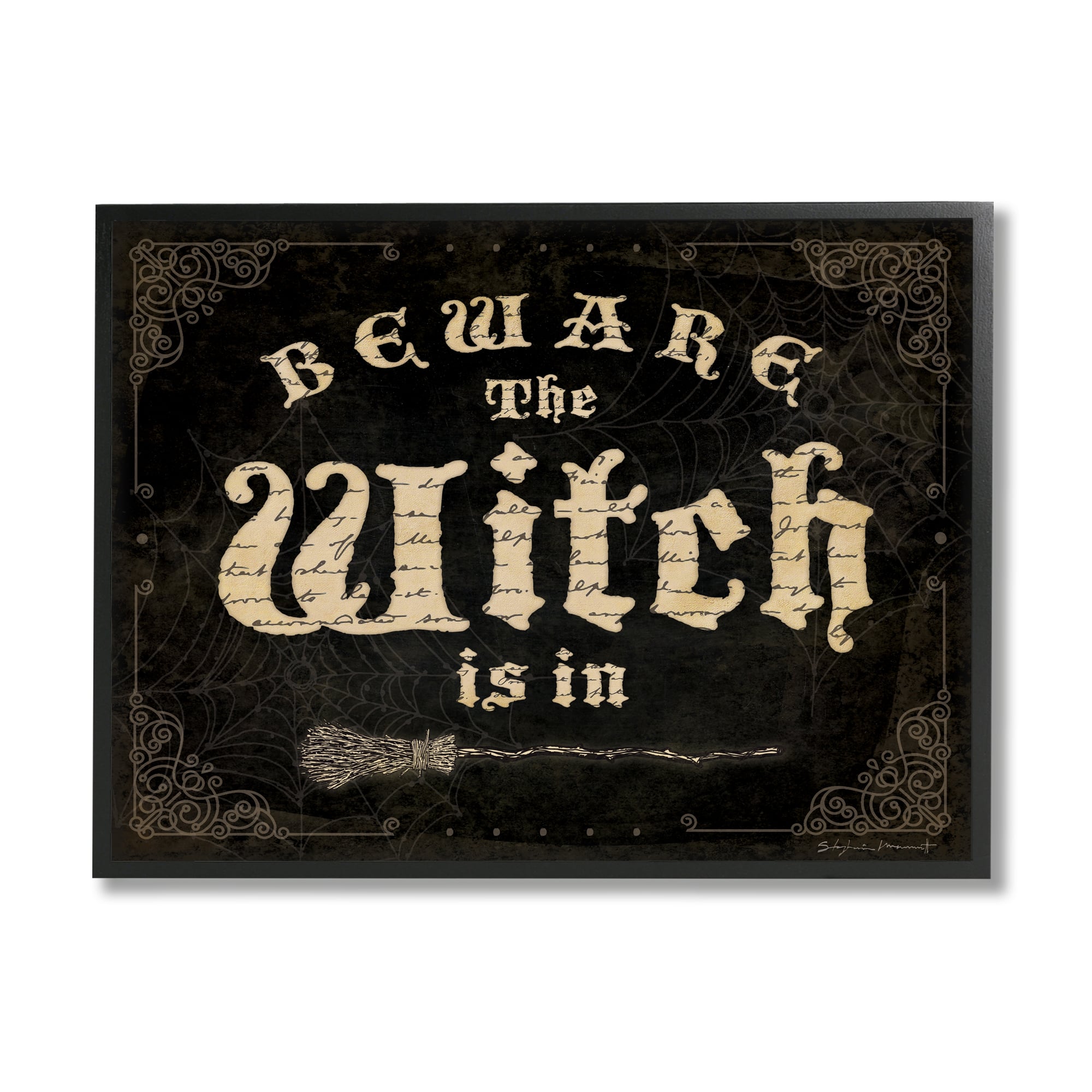 Stupell Industries Beware The Witch Vintage Phrase Framed Giclee Art