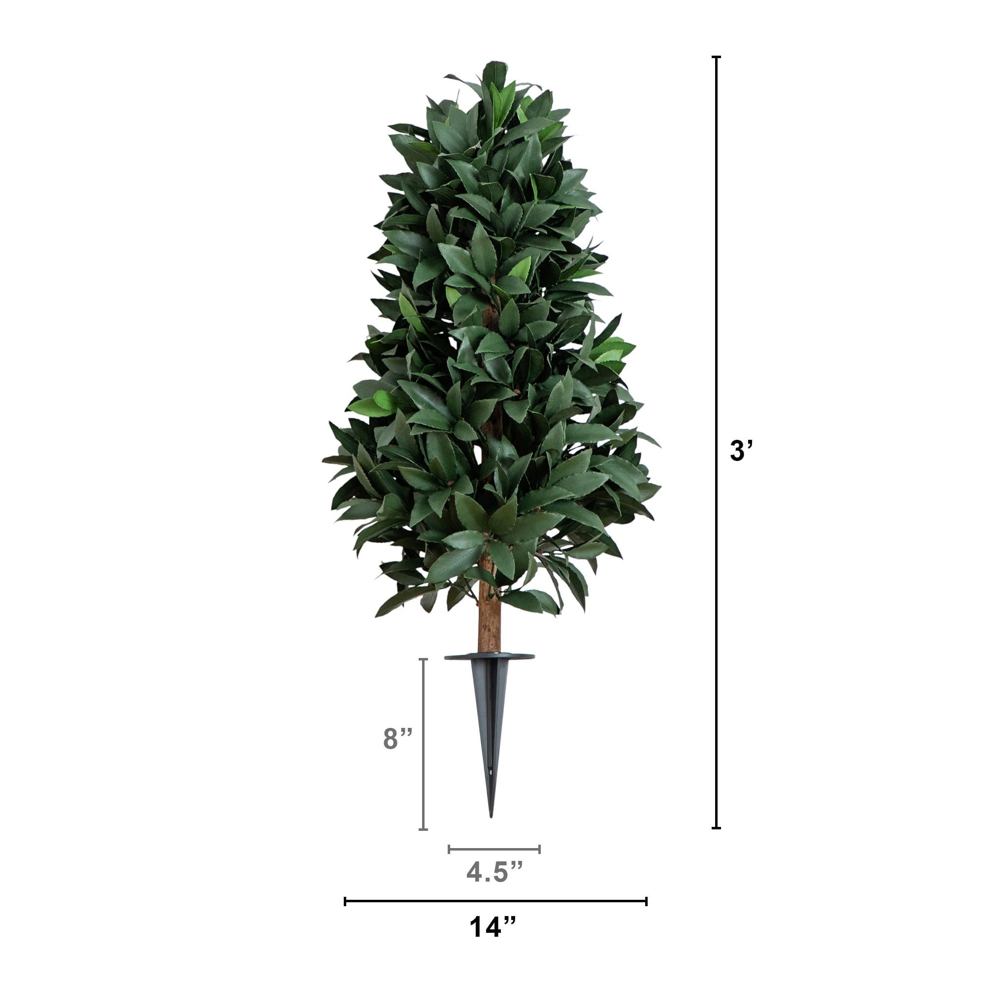 3ft. UV Resistant Artificial Laurel Plant with Integrated Ground Stake (Indoor/Outdoor)