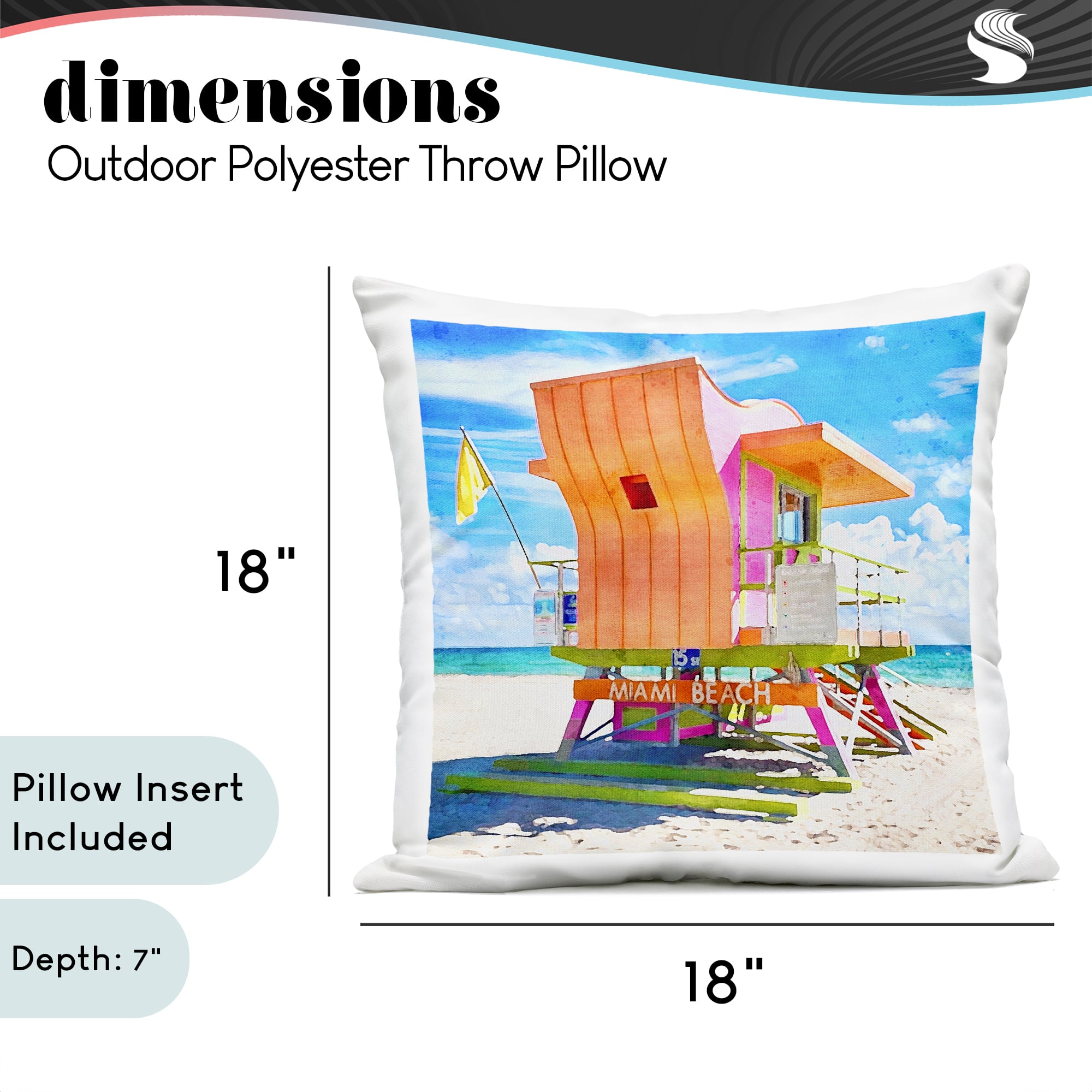Stupell Industries 18" x 18" Miami Beach Shoreline Outdoor Print Throw Pillow