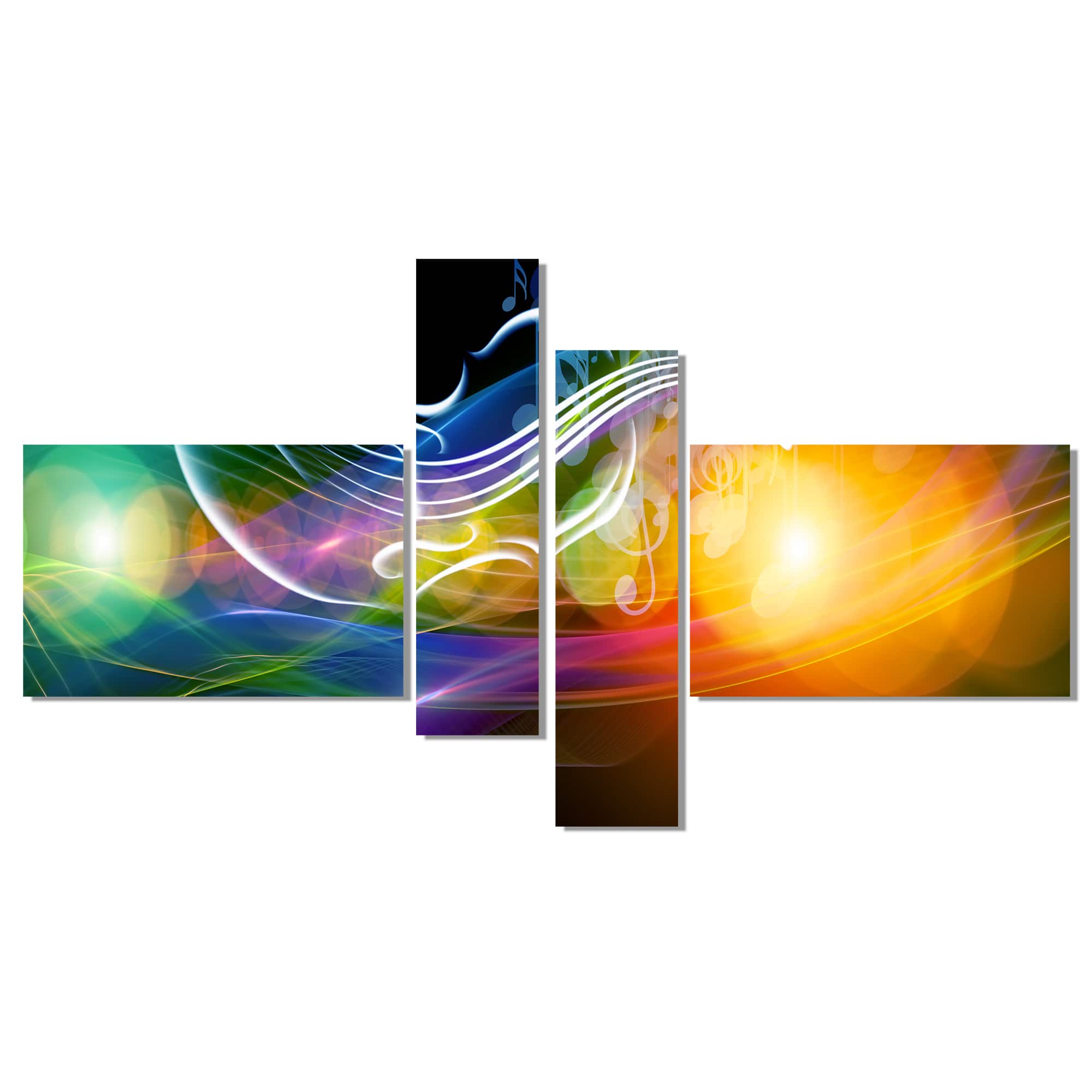 Designart - Waves of Music Fractal Design - Abstract Canvas Wall Art Print
