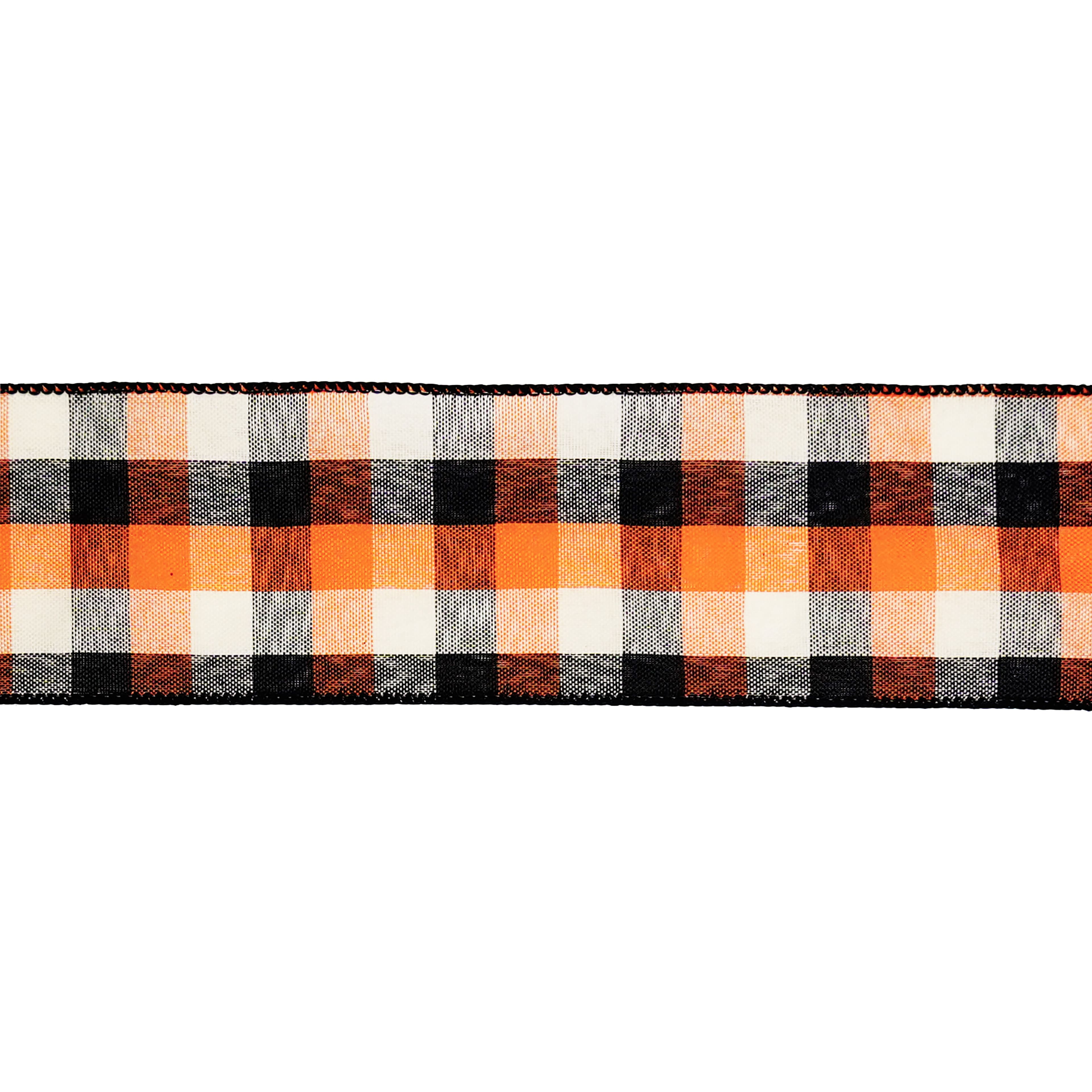 2.5" x 6.6yd. Navy & Orange Plaid Wired Ribbon by Celebrate It®