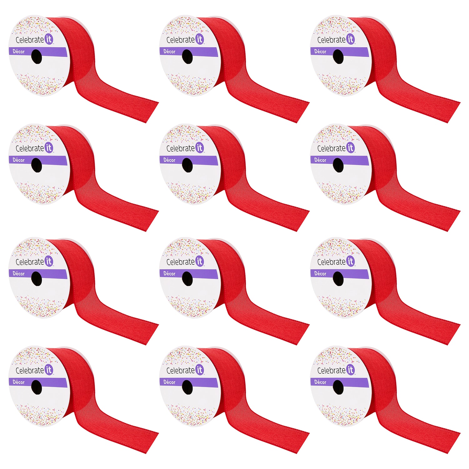 12 Pack: 2.5" x 25ft. Faux Linen Wired Ribbon by Celebrate It