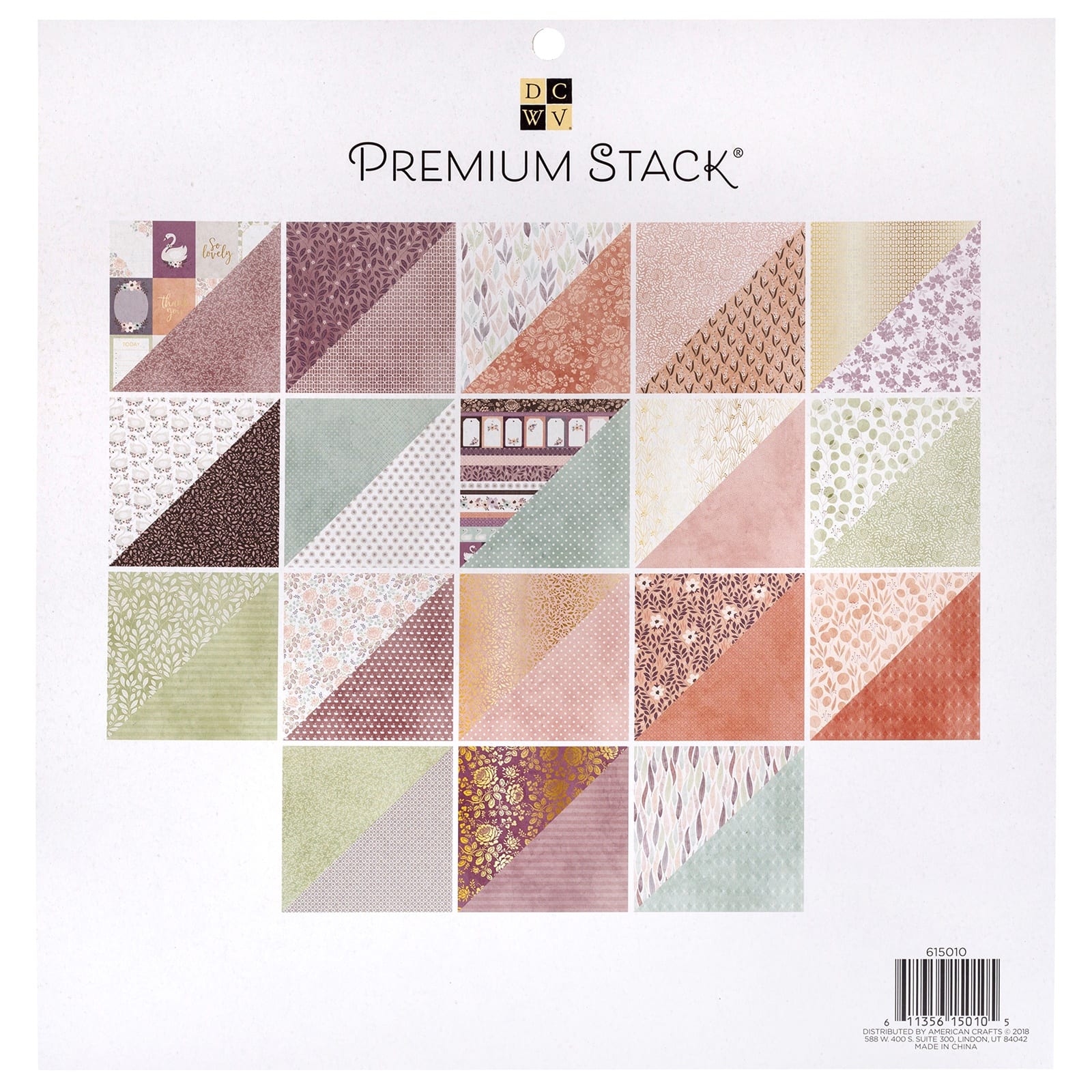 DCWV® 12" x 12" Subtle & Sophisticated Double‑Sided Cardstock Stack with Gold Foil, 36 Sheets