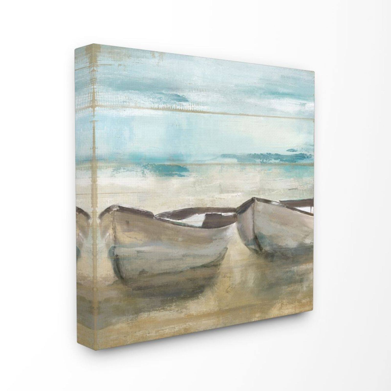Stupell Industries Lake Boat Beach Landscape Canvas Wall Art