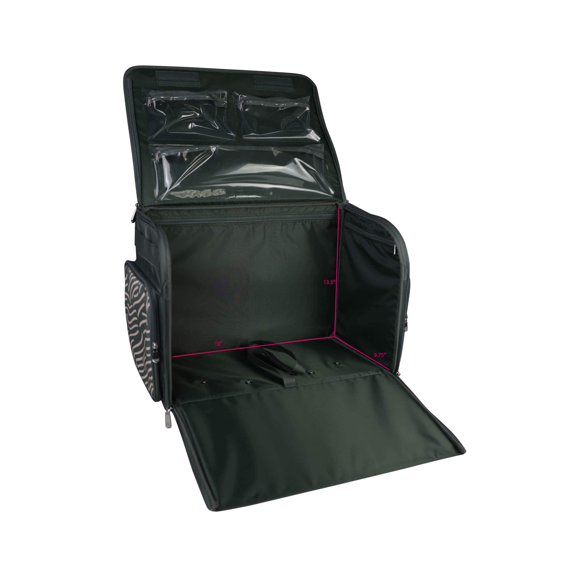Everything Mary Gray & Pink Abstract 4 Wheel Collapsible Deluxe Sewing Machine Storage Case