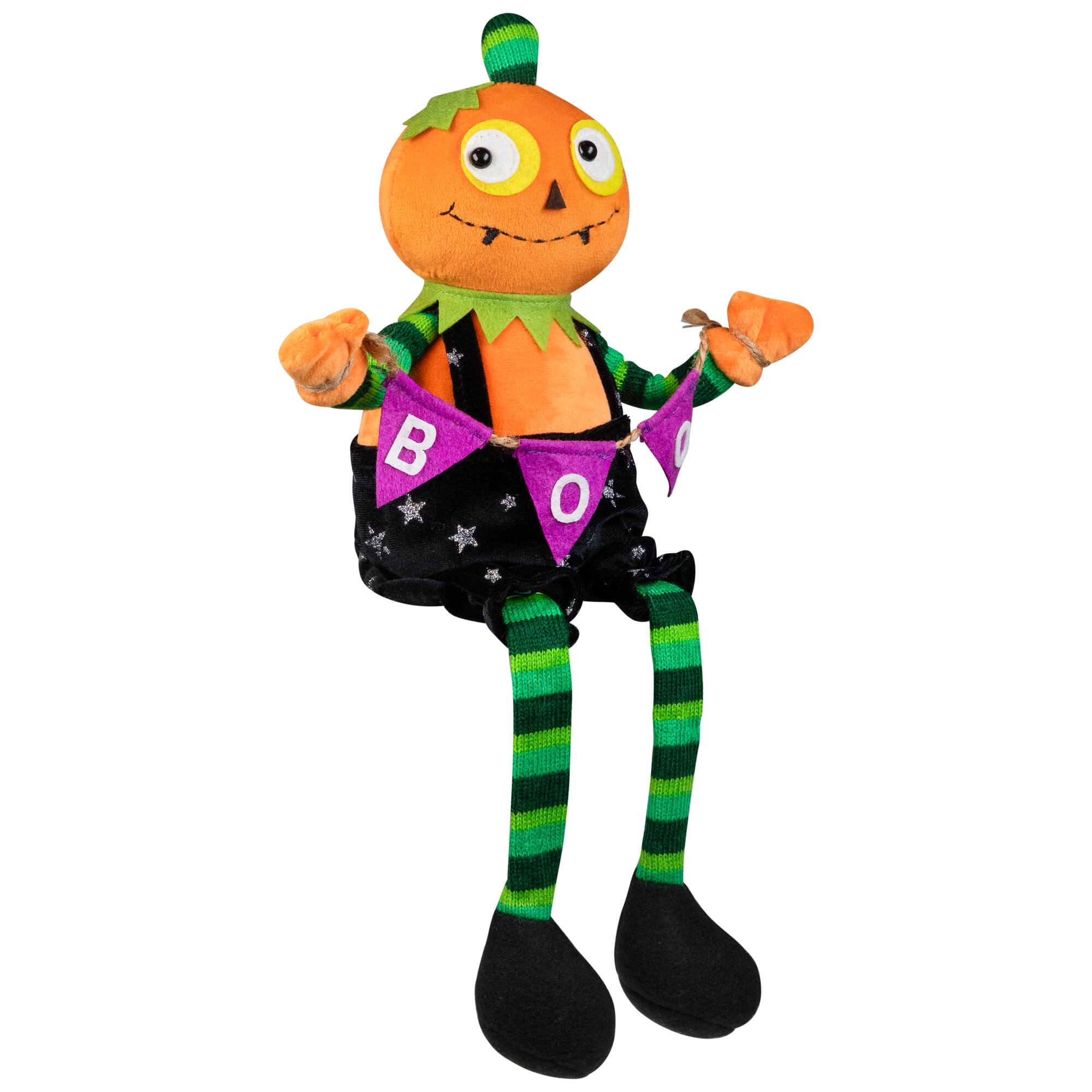 14" Sitting Plush Jack-o'-Lantern Halloween Figure