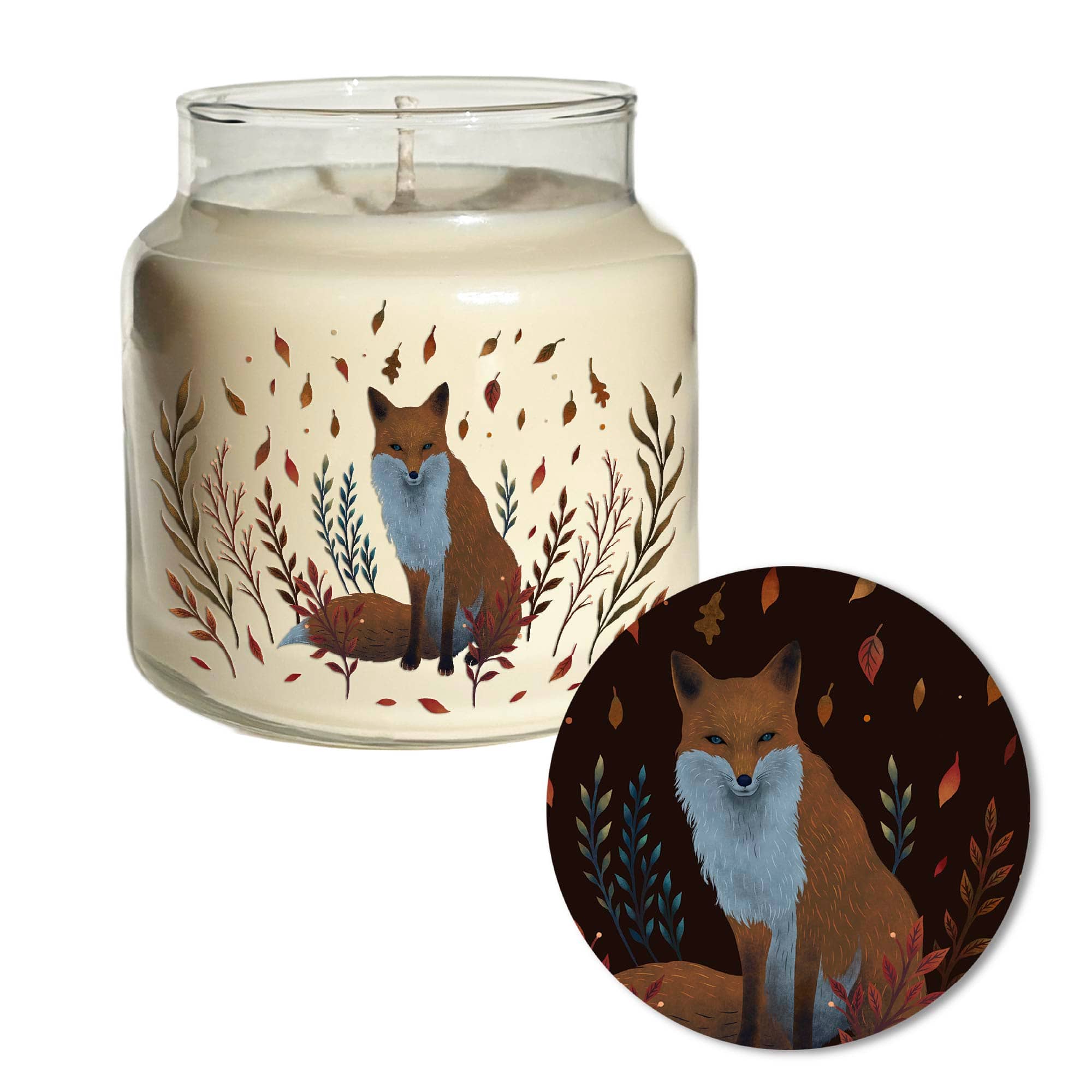 Courtside Market® 18oz. Autumn Fox Apple & Cedarwood Soy Wax Candle with Wooden Lid