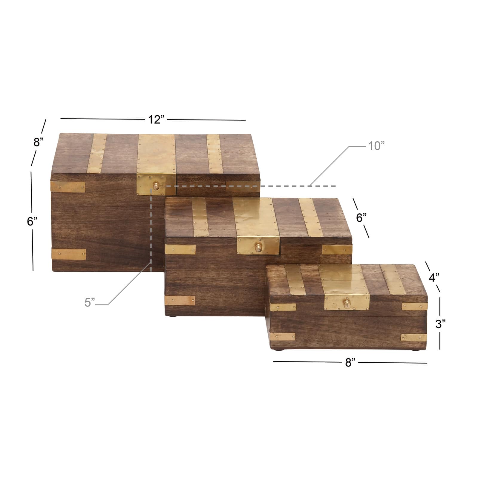 Brown Mango Wood Traditional Box Set