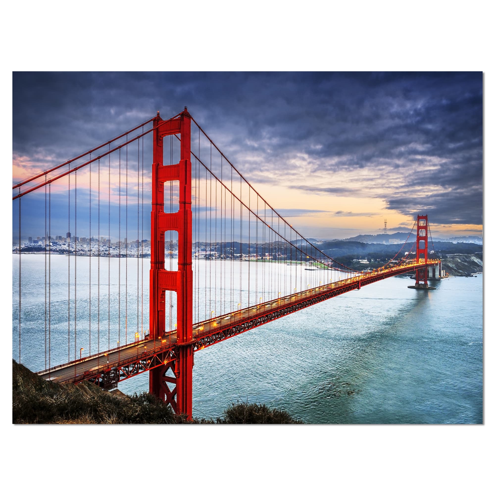 Designart - Golden Gate under Cloudy Sky