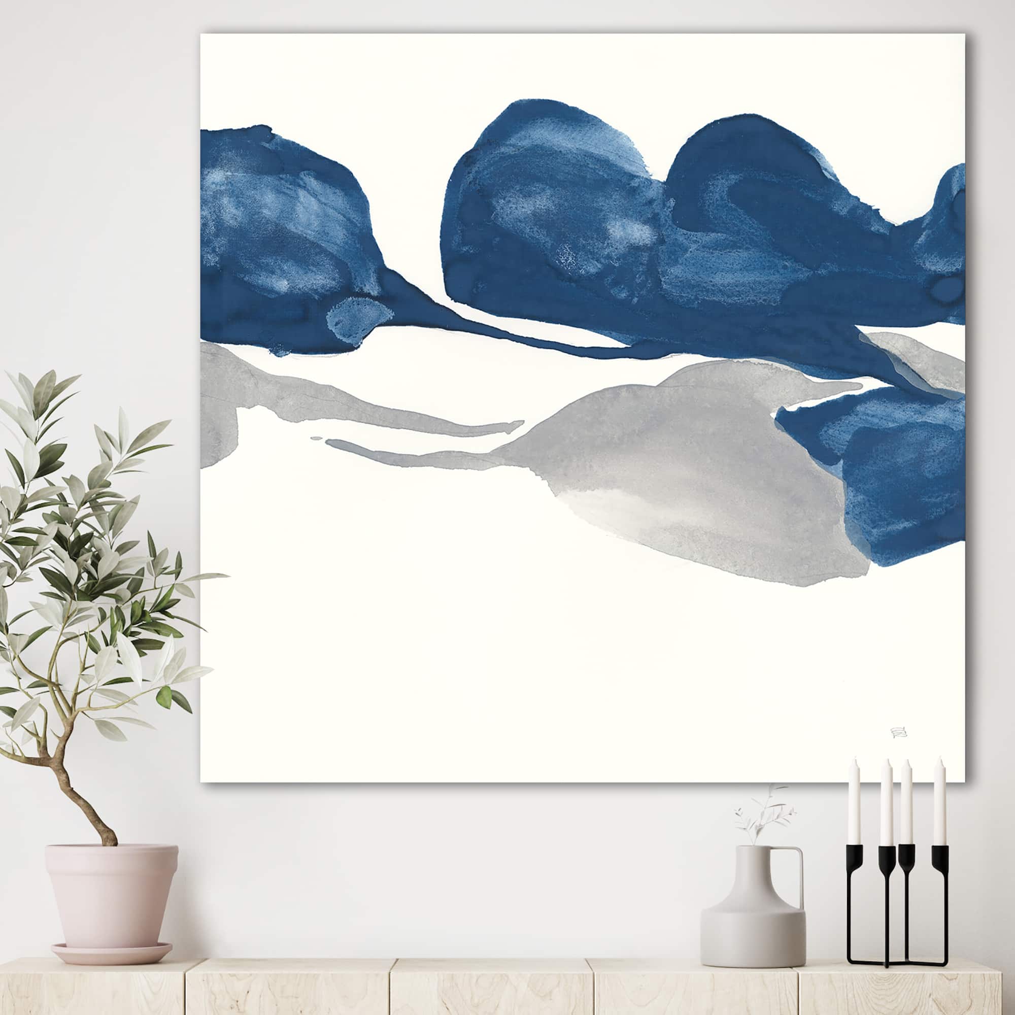 Designart - Gouache Sapphire on Gray III
