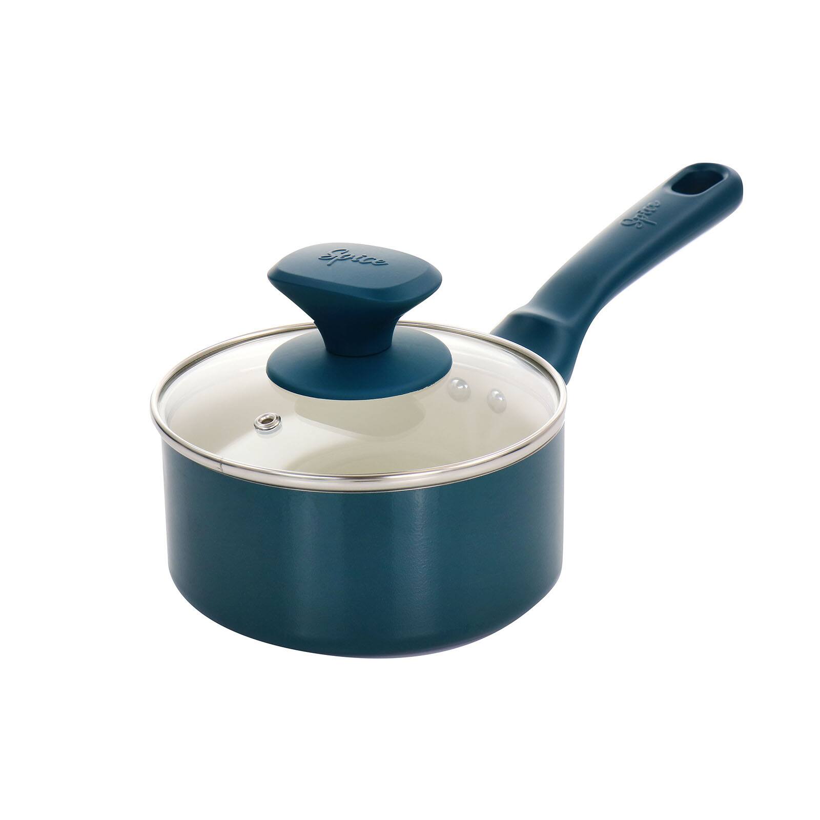 Spice by Tia Mowry Savory Saffron Teal 16 Piece Ceramic Nonstick Cookware Set